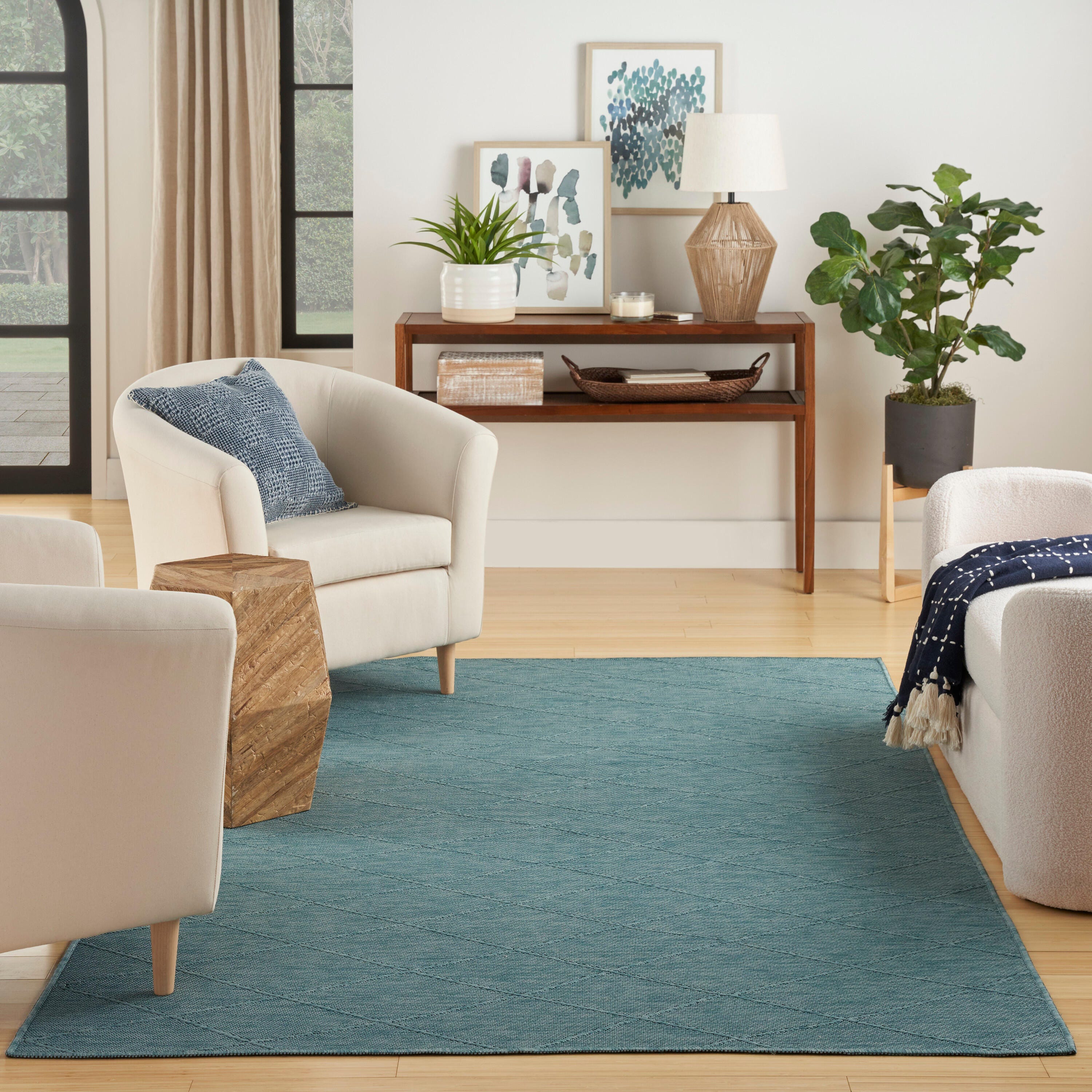 Nourison Home 5' x 7' Area Rug, Aqua, large
