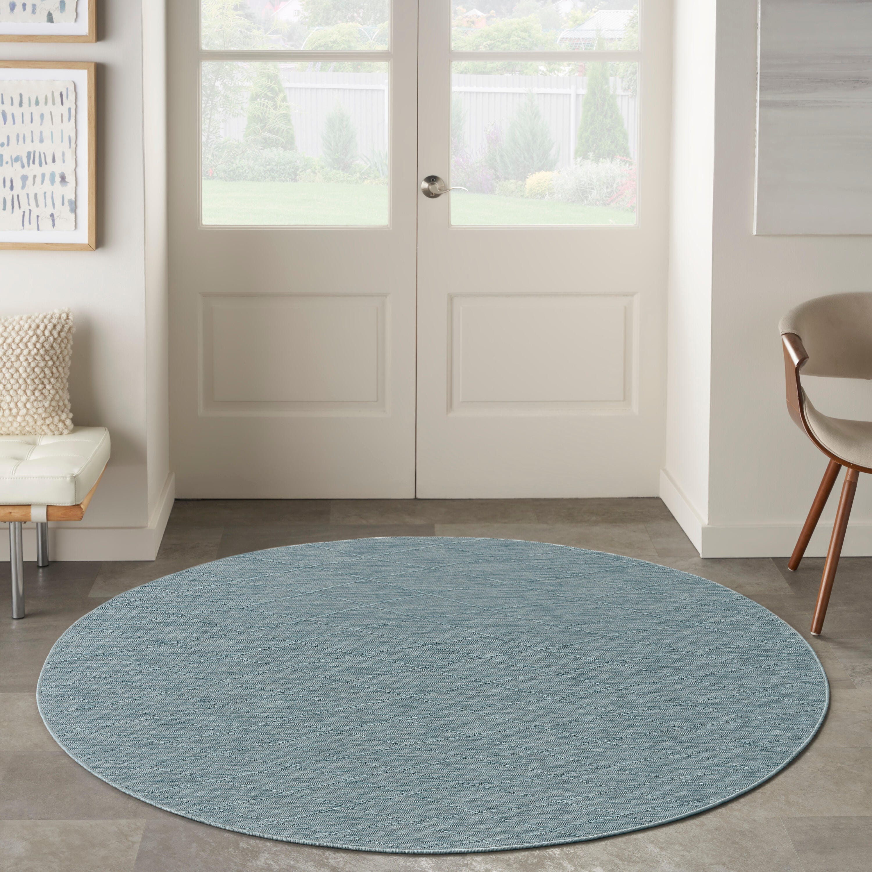 Nourison Home 8' Round Area Rug, Aqua, large