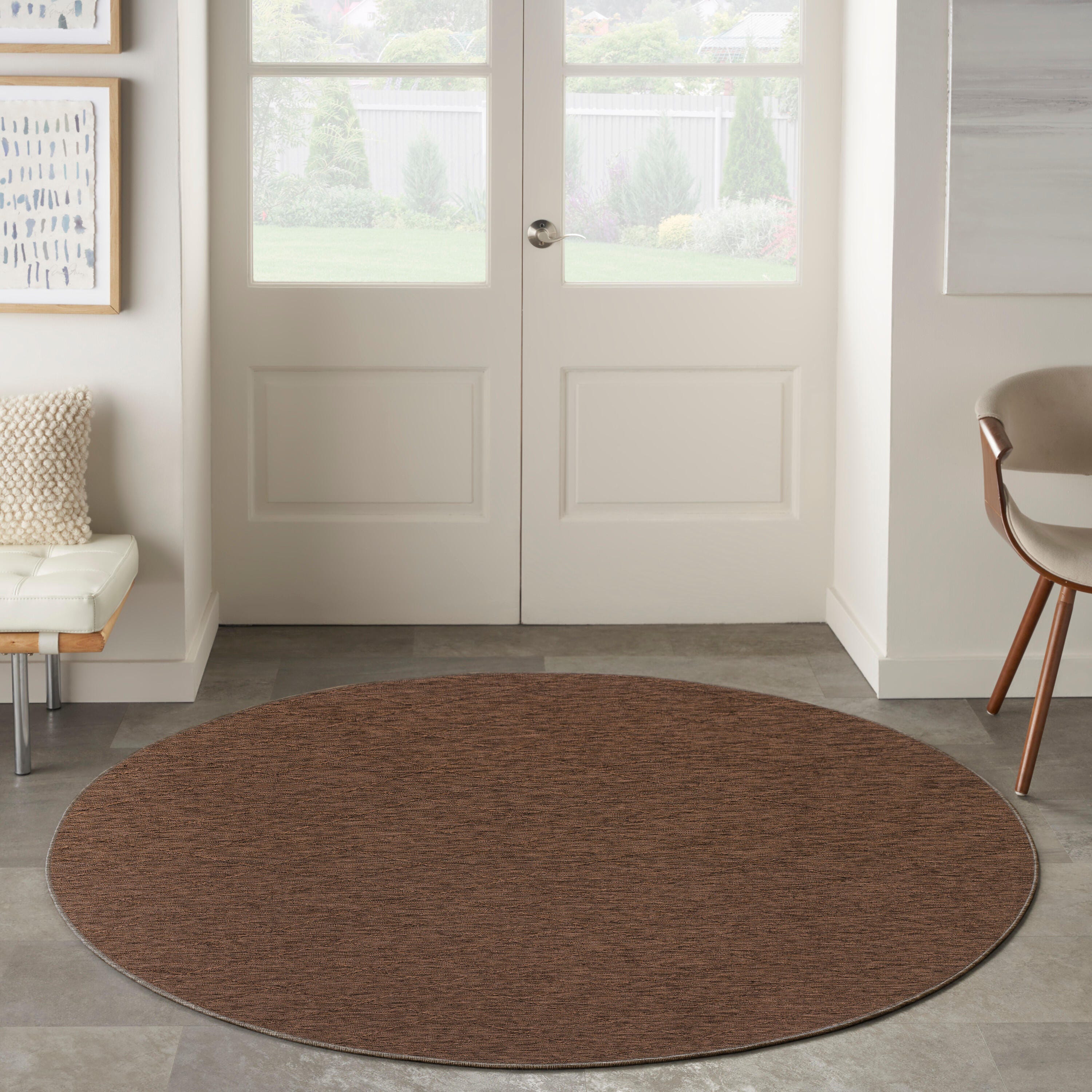 Nourison Home 8' Round Area Rug, Mocha, large