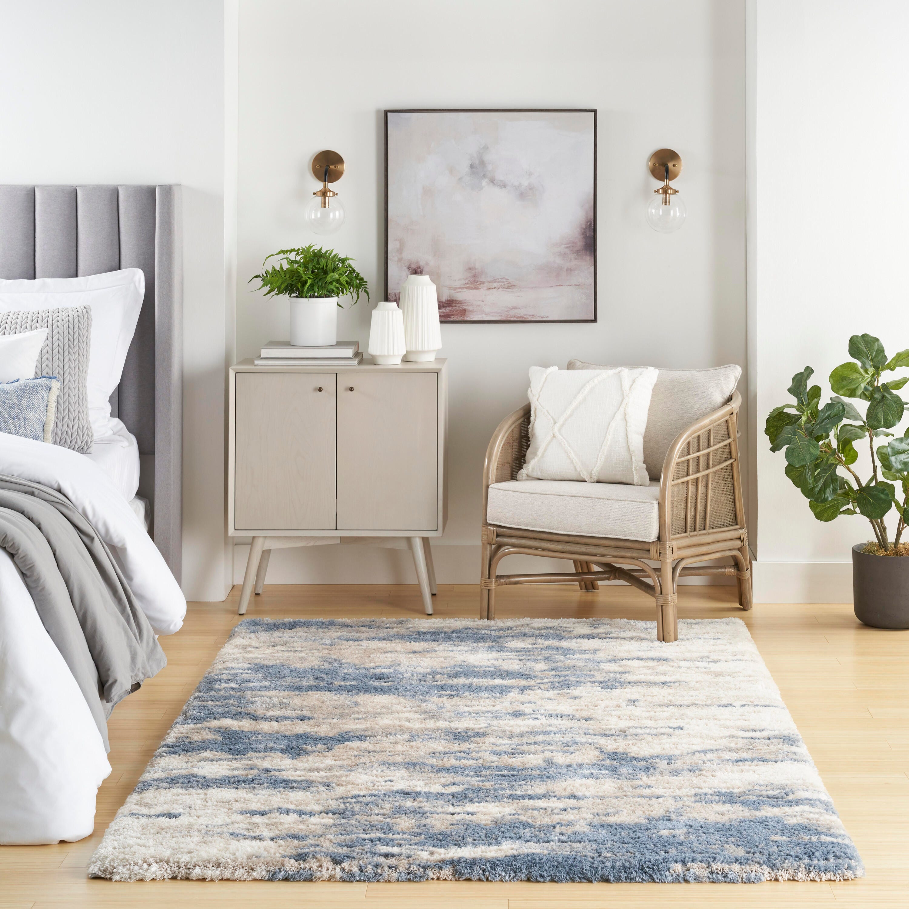 Nourison Home Paintbrush Dreamy Shag Rug, Light Blue Gray, large