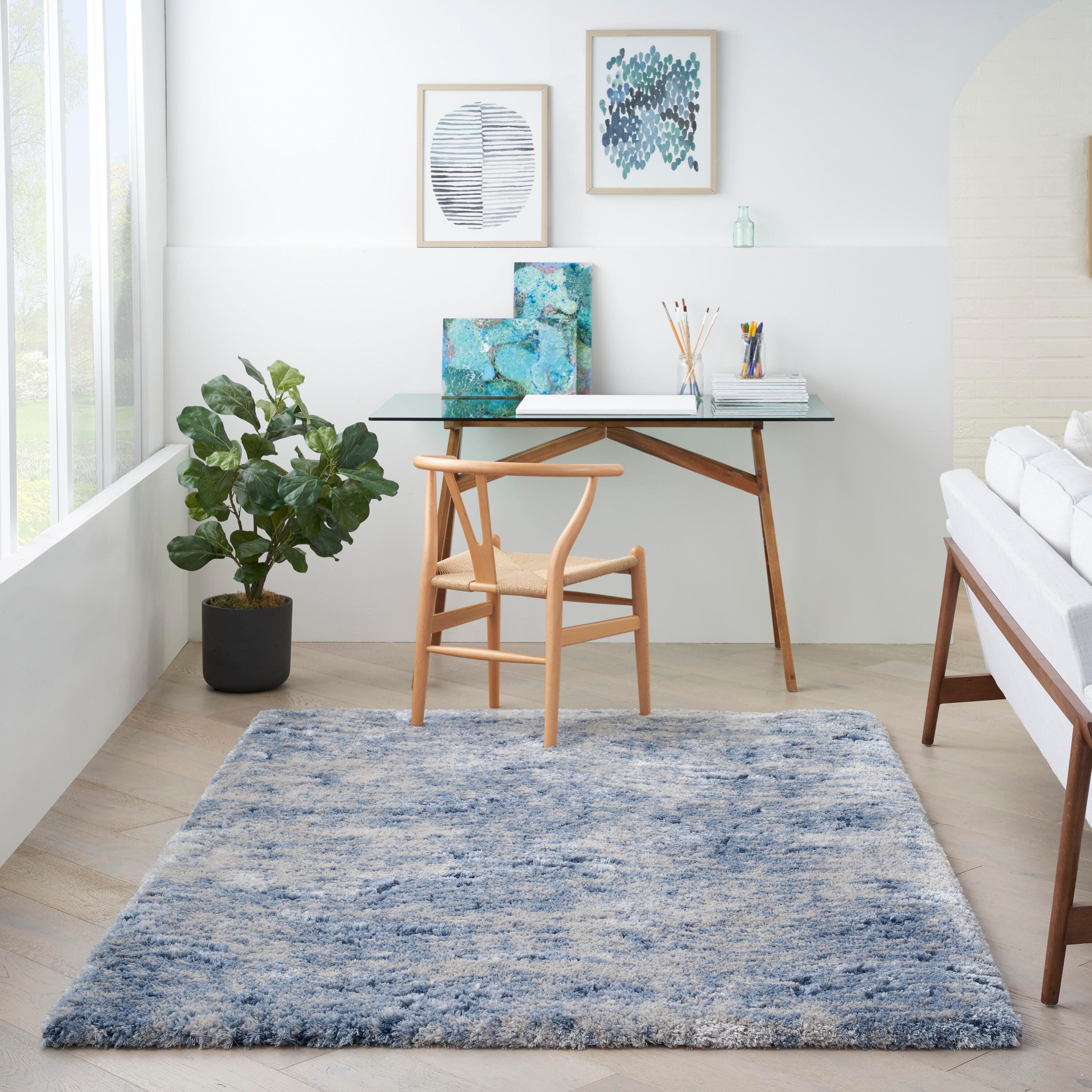 Nourison Home Waves Dreamy Shag Rug, Light Blue, large