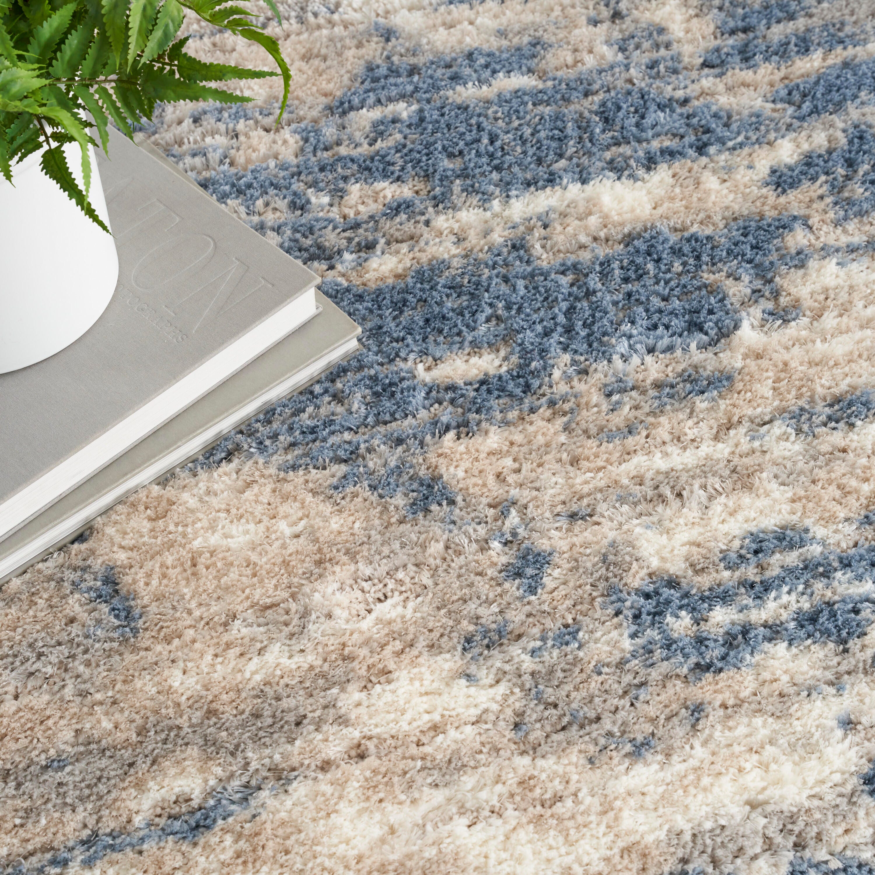 Nourison Home Paintbrush Dreamy Shag Rug, Light Blue Gray, large