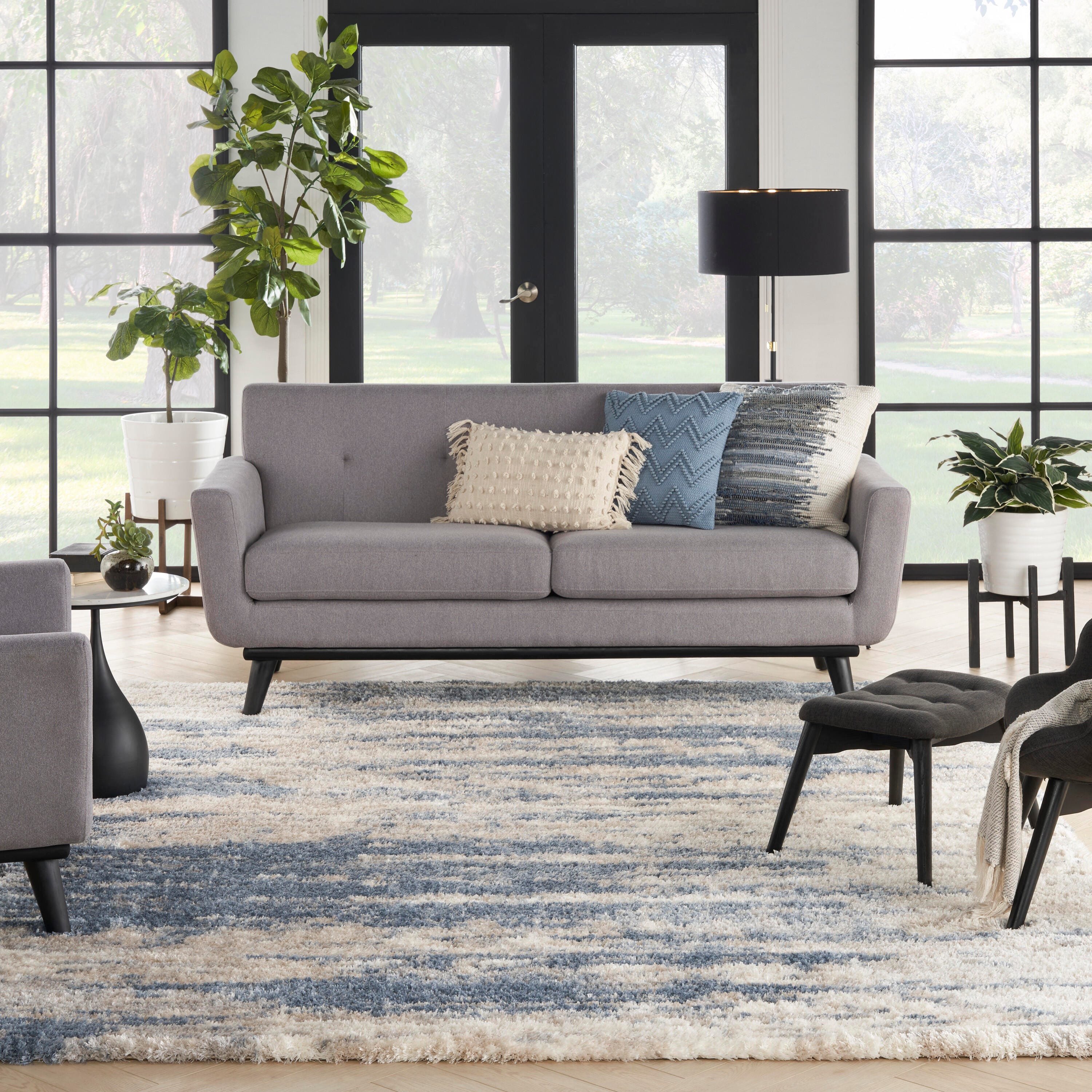 Nourison Home Paintbrush Dreamy Shag Rug, Light Blue Gray, large