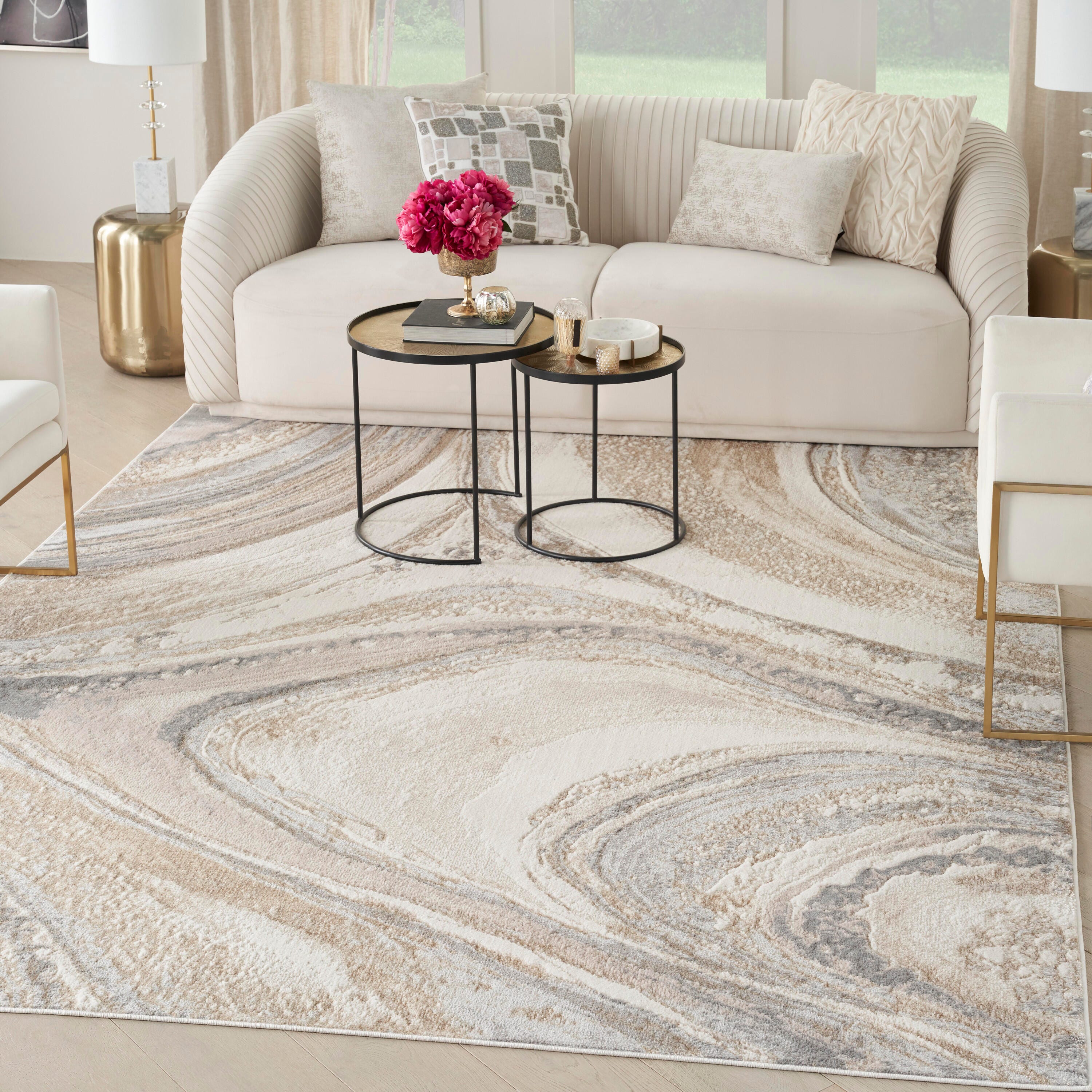 Nourison Home Brushstrokes 7'10" x 9'10" Area Rug, Cream/Gray, rollover