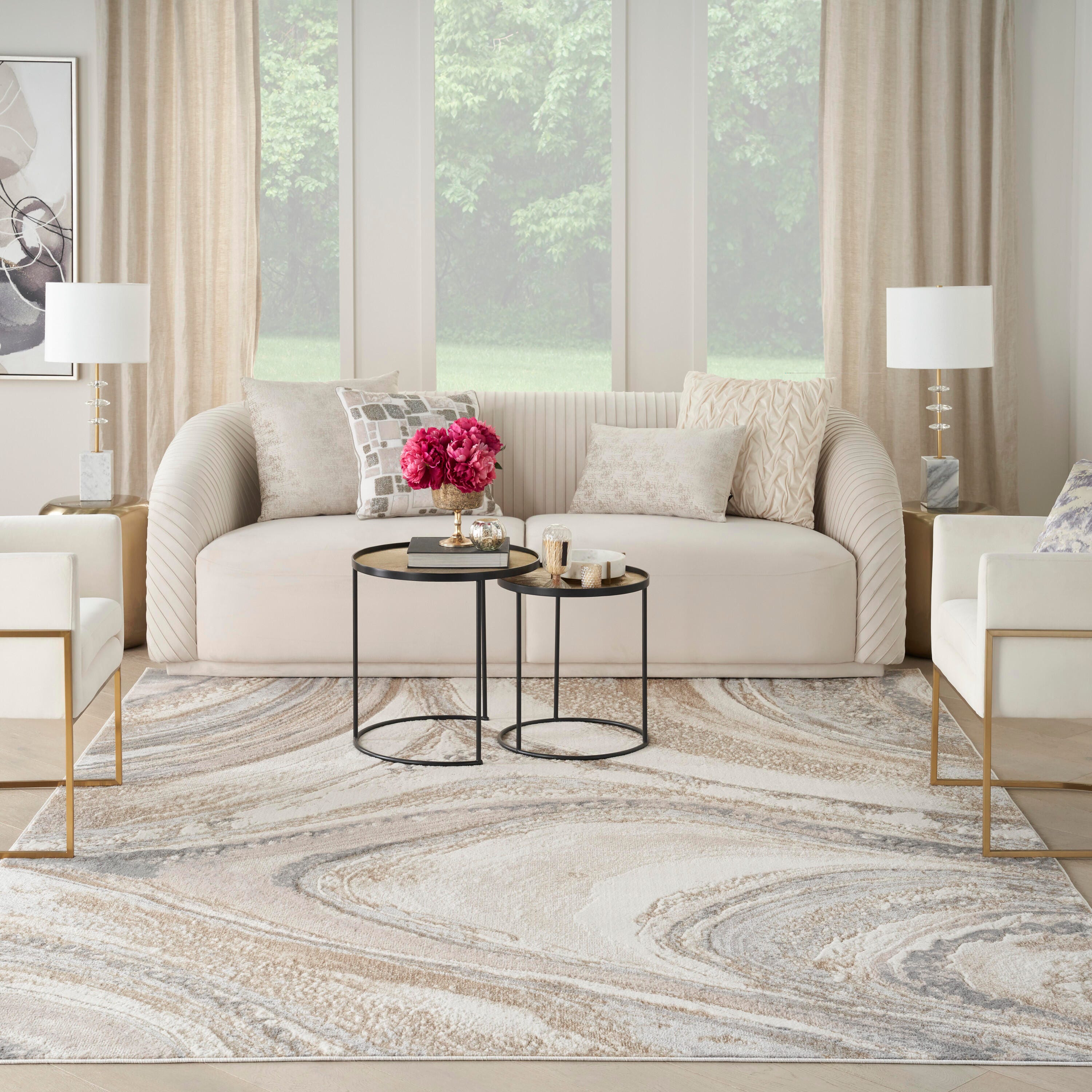 Nourison Home Brushstrokes 9' x 12' Area Rug, Cream/Gray, large