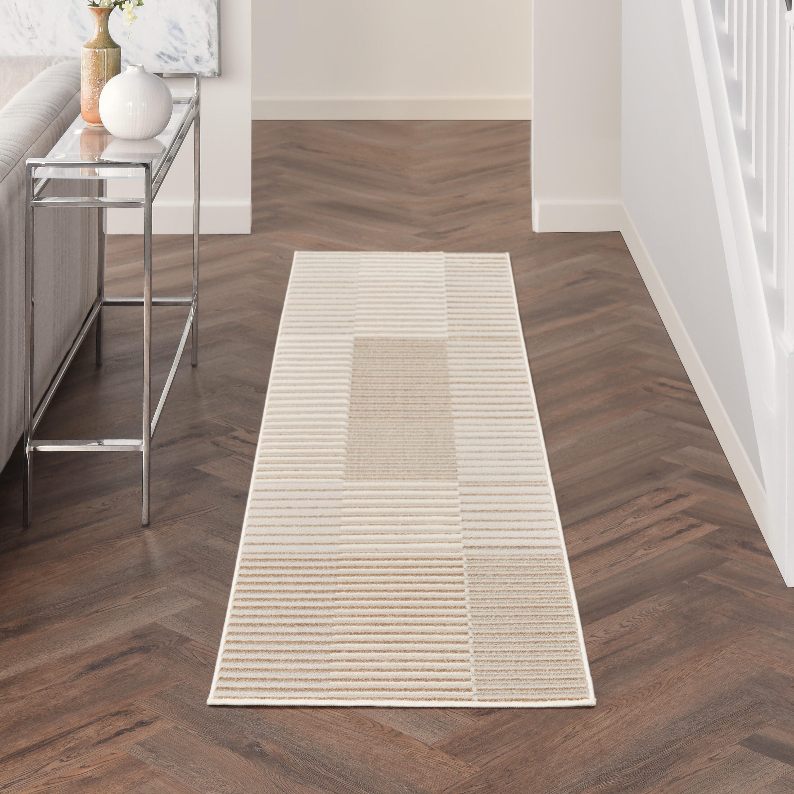 Nourison Home Brushstrokes 2'2" x 7'6" Area Rug, Beige/Silver, large