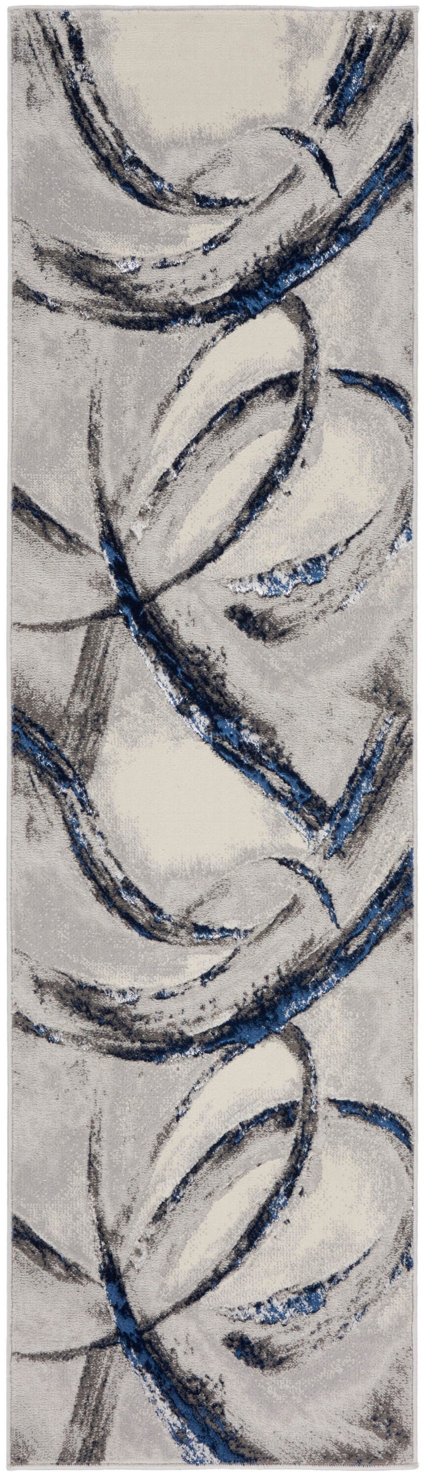 Nourison Home Brushstrokes 2'2" x 7'6" Area Rug, Gray/Navy, large