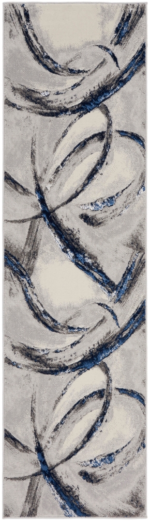 Nourison Home Brushstrokes 2'2" x 7'6" Area Rug, Gray/Navy, large