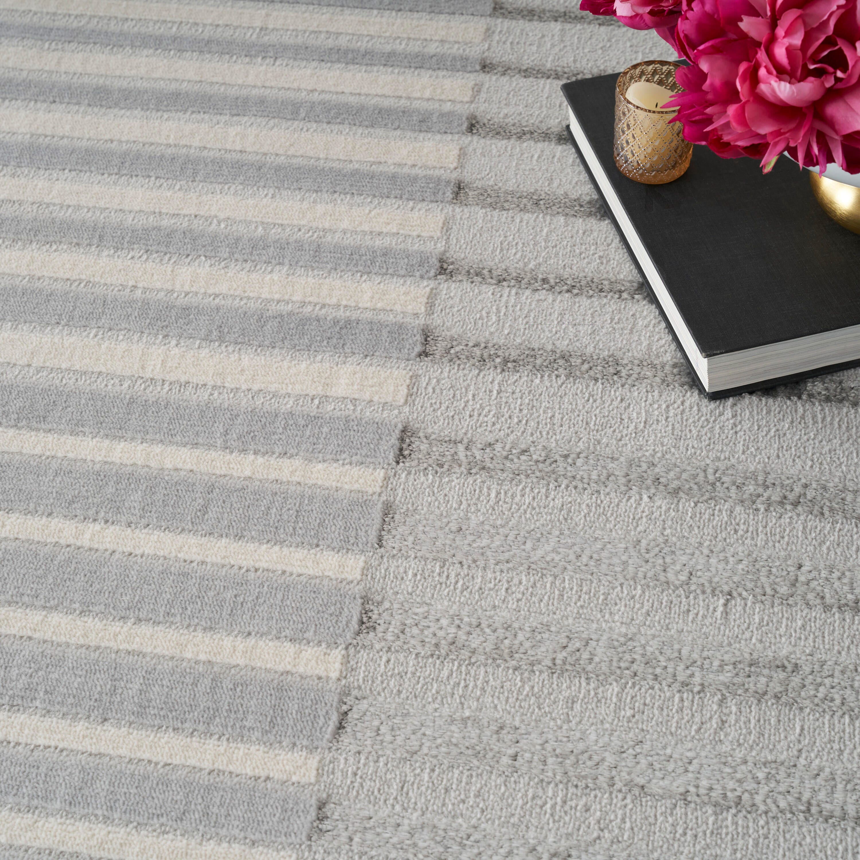Nourison Home Brushstrokes 9' x 12' Area Rug, Silver/Gray, large