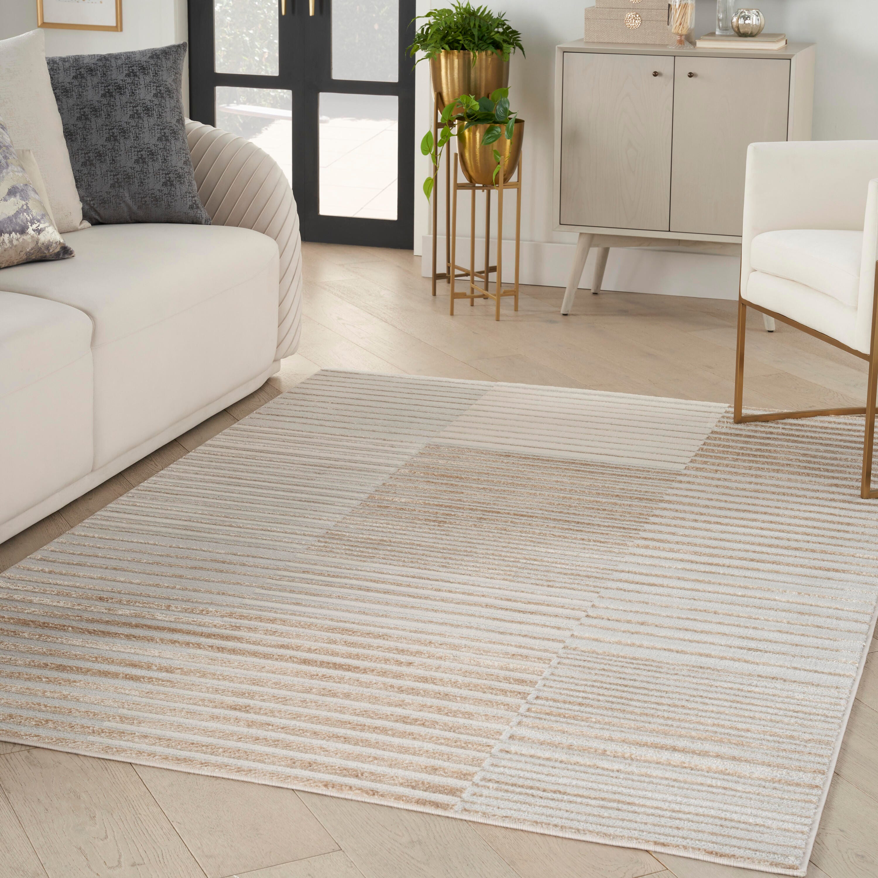 Nourison Home Brushstrokes 5'3" x 7'3" Area Rug, Beige/Silver, rollover