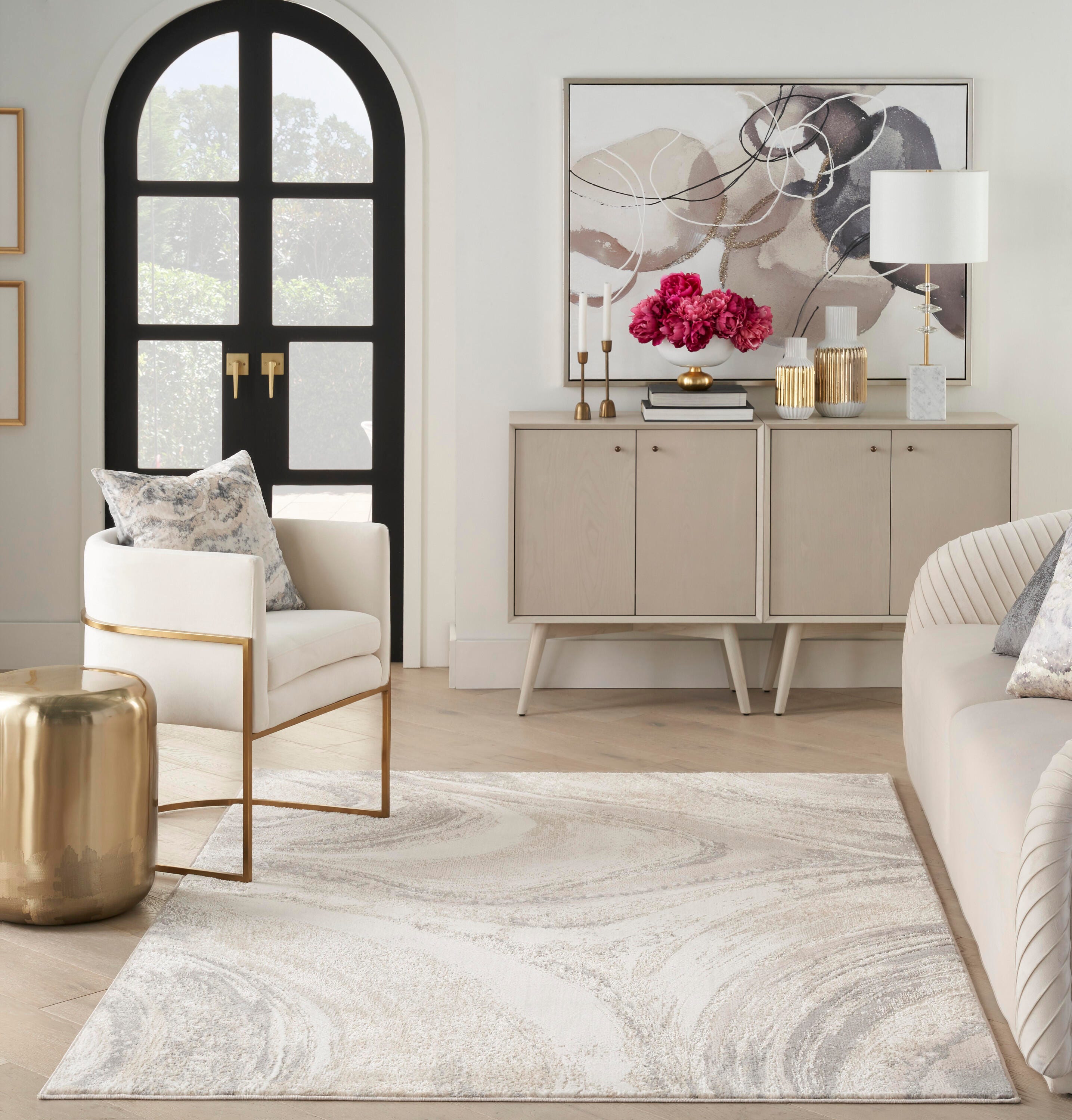Nourison Home Brushstrokes 5'3" x 7'3" Area Rug, Cream/Gray, large
