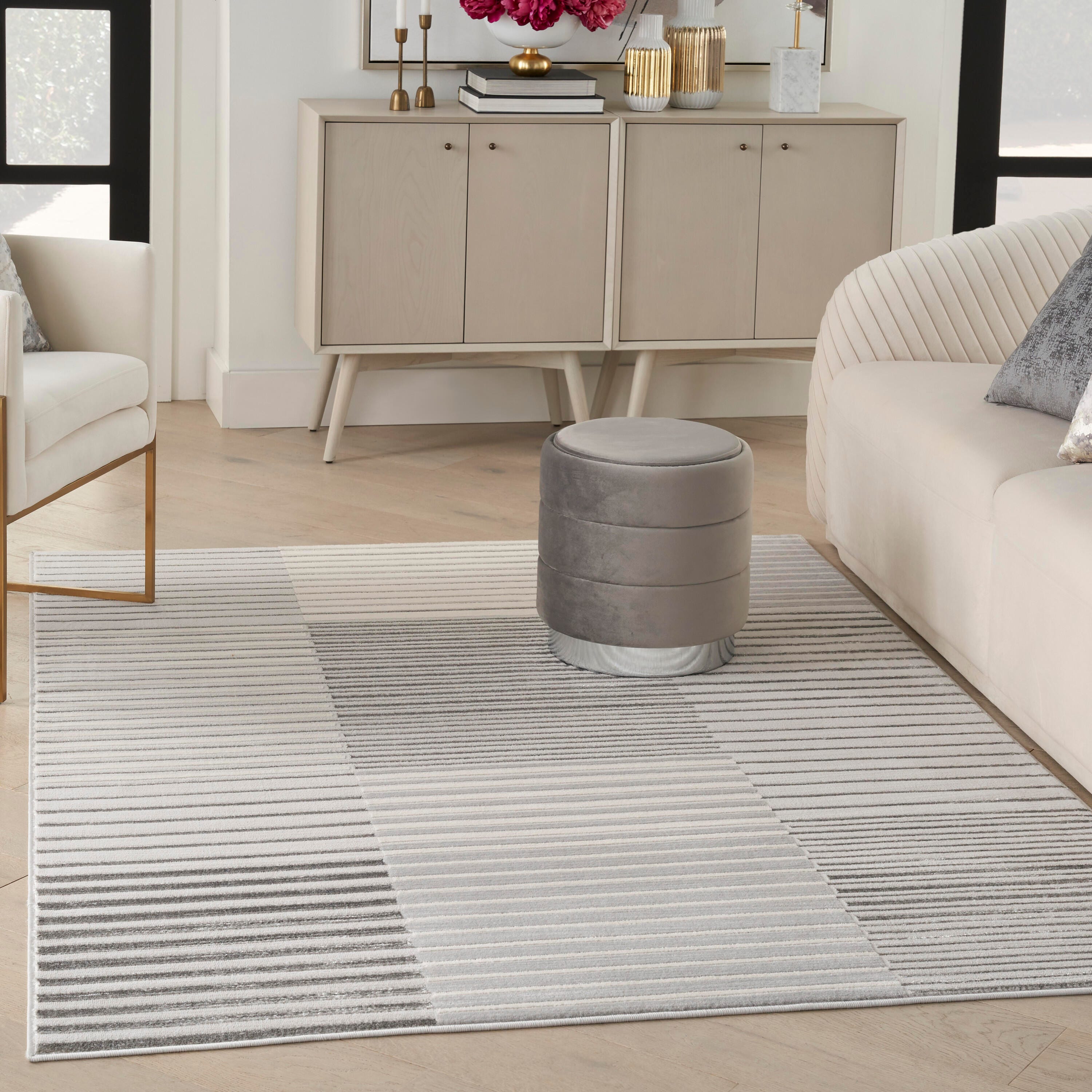 Nourison Home Brushstrokes 5'3" x 7'3" Area Rug, Silver/Gray, large