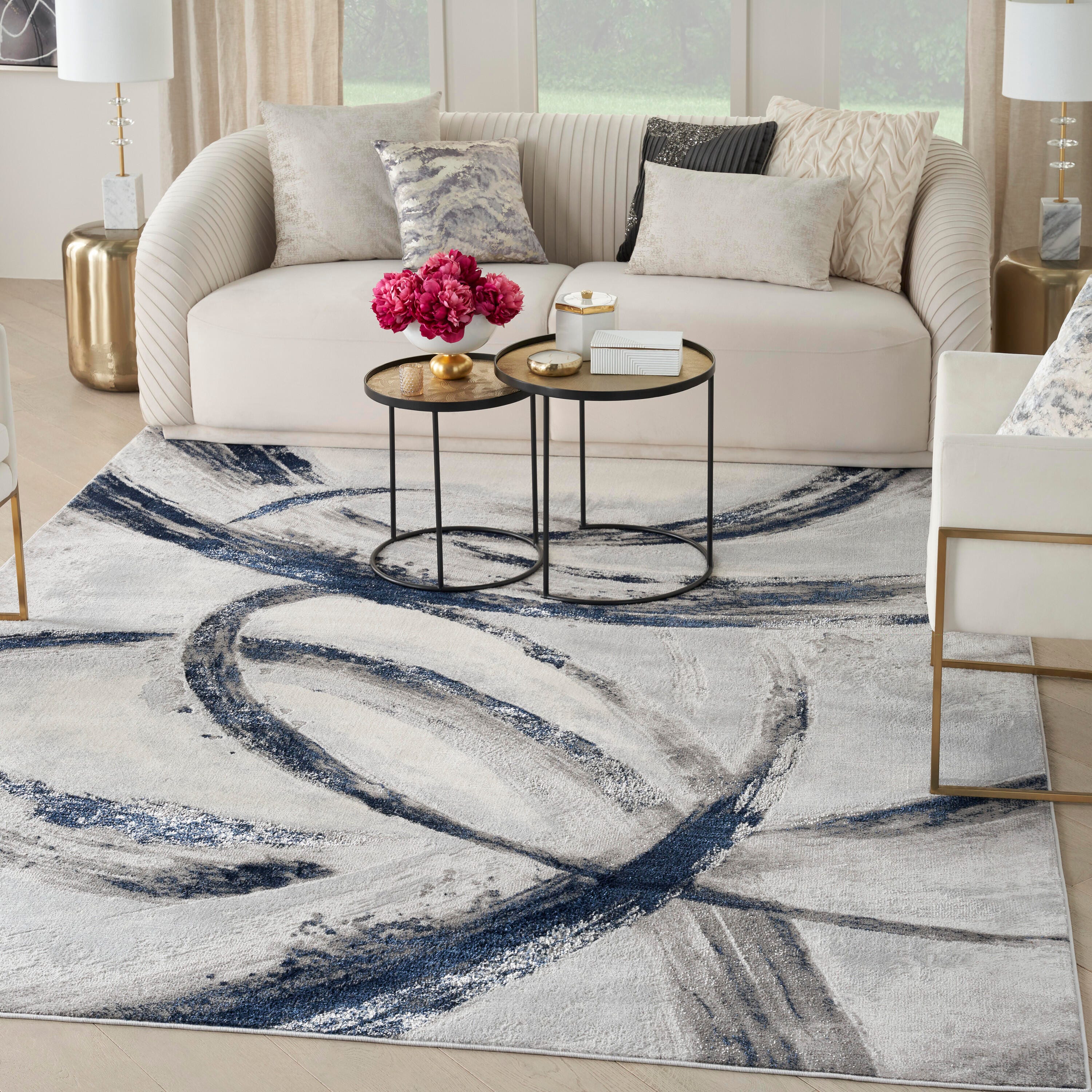 Nourison Home Brushstrokes 9' x 12' Area Rug, Gray/Navy, large