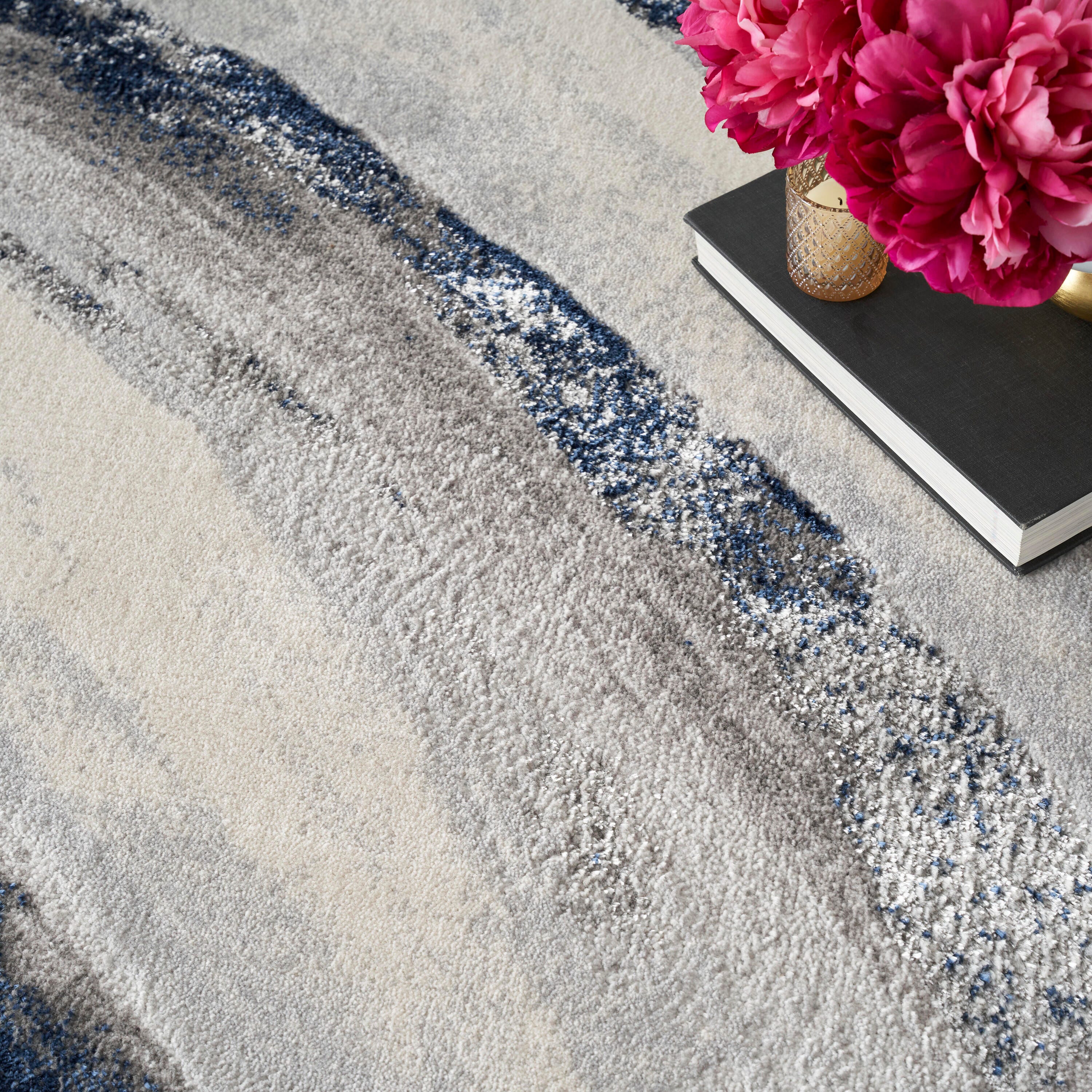 Nourison Home Brushstrokes 9' x 12' Area Rug, Gray/Navy, large