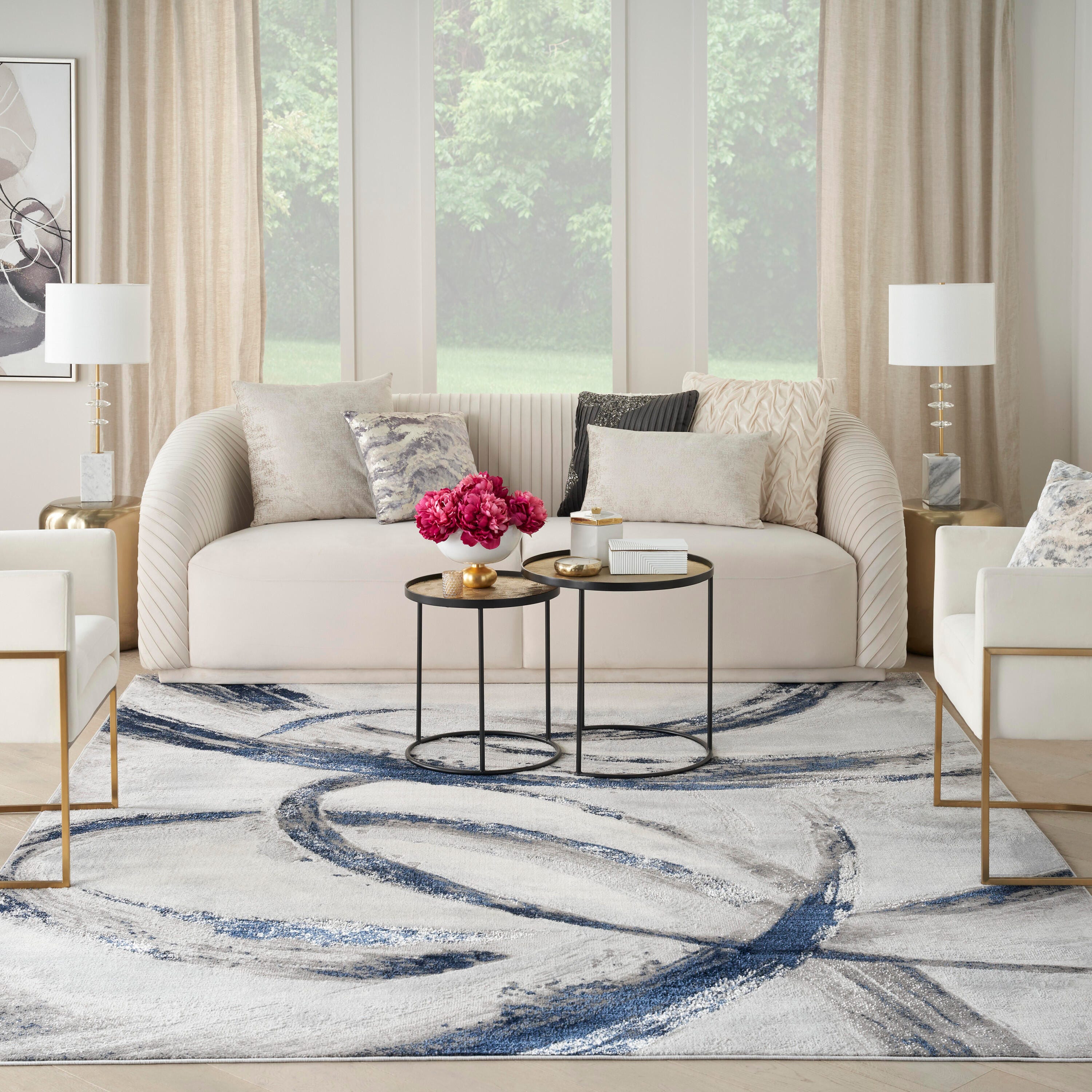Nourison Home Brushstrokes 9' x 12' Area Rug, Gray/Navy, large