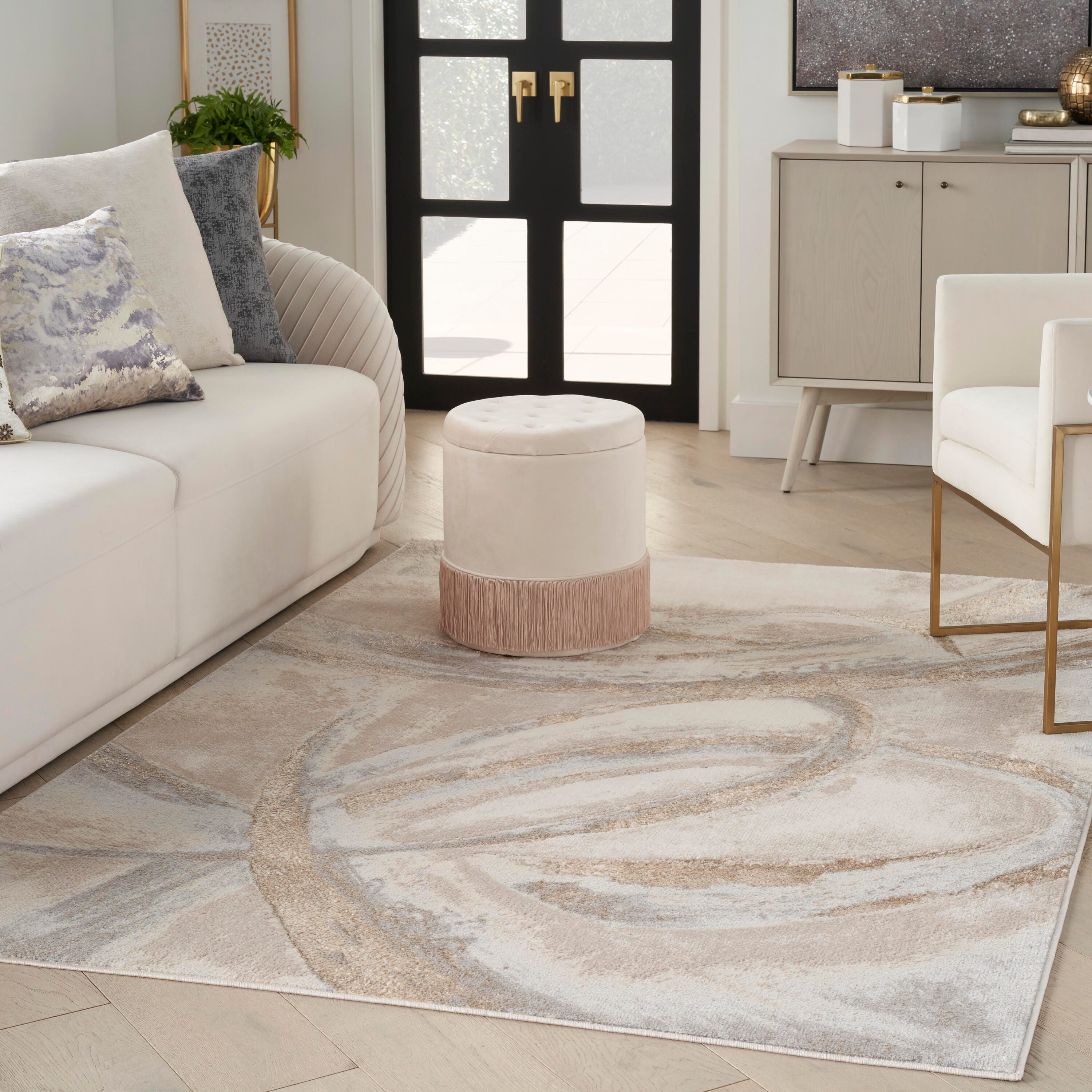 Nourison Home Brushstrokes 5'3" x 7'3" Area Rug, Beige/Gray, rollover