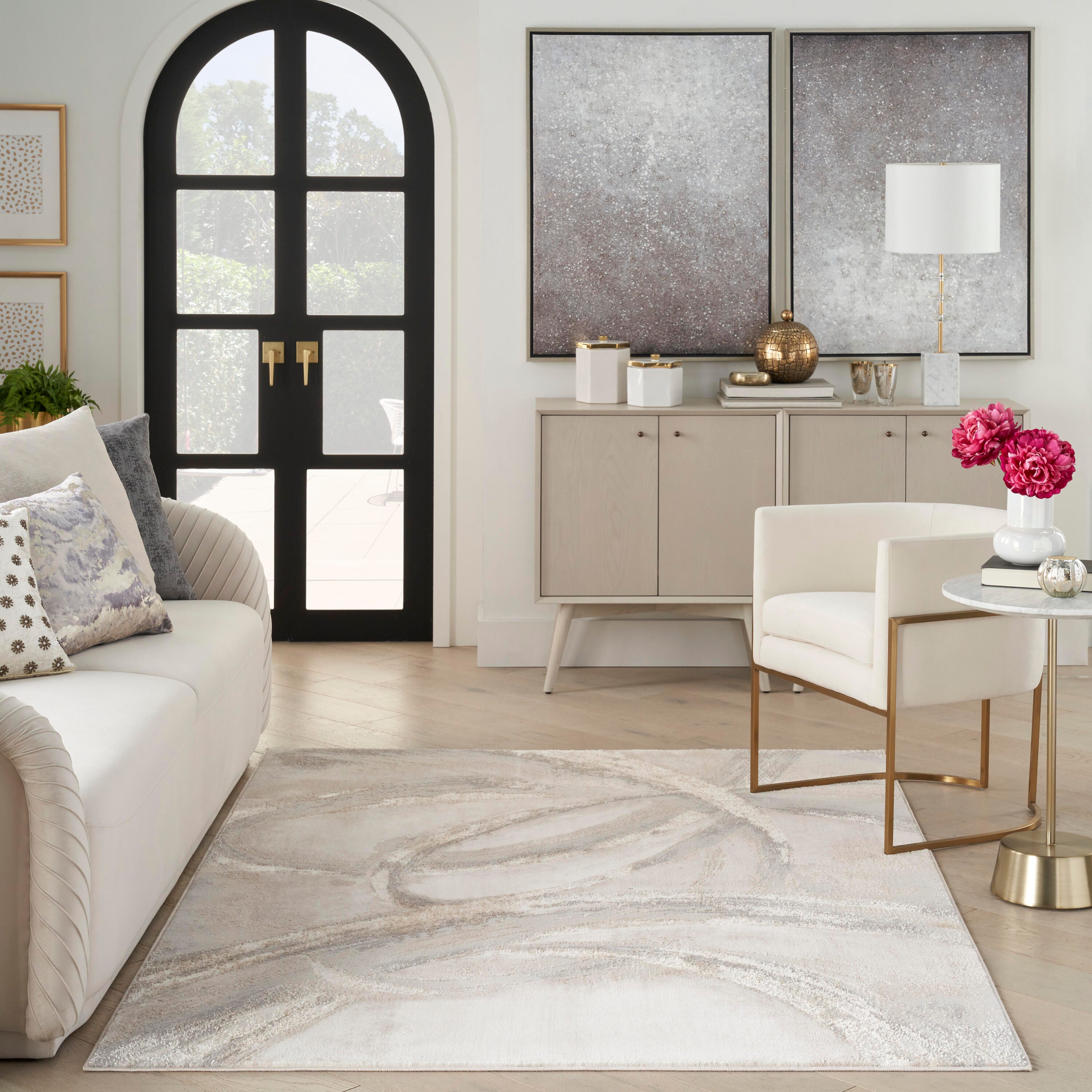 Nourison Home Brushstrokes 5'3" x 7'3" Area Rug, Beige/Gray, large
