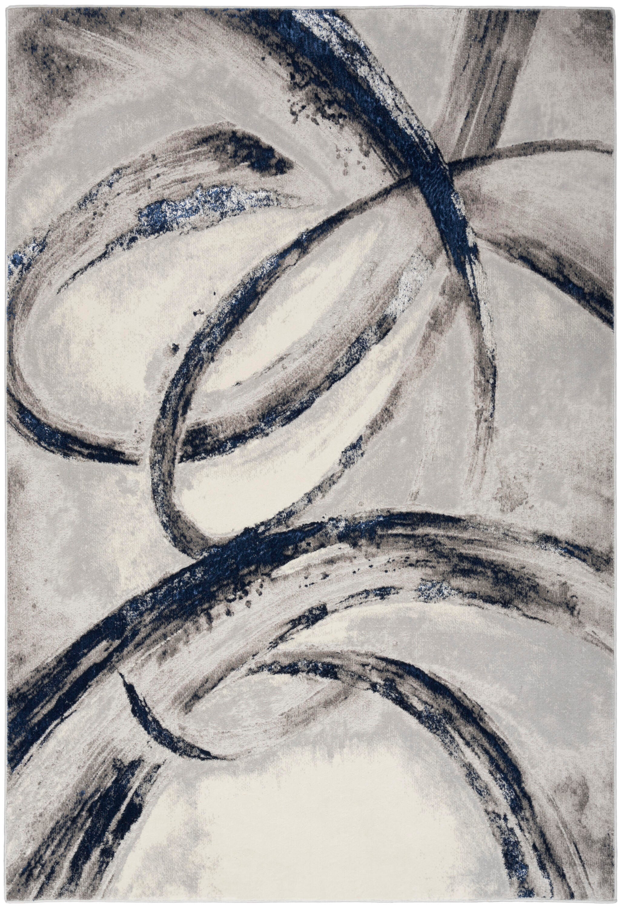 Nourison Home Brushstrokes 5'3" x 7'3" Area Rug, Gray/Navy, large