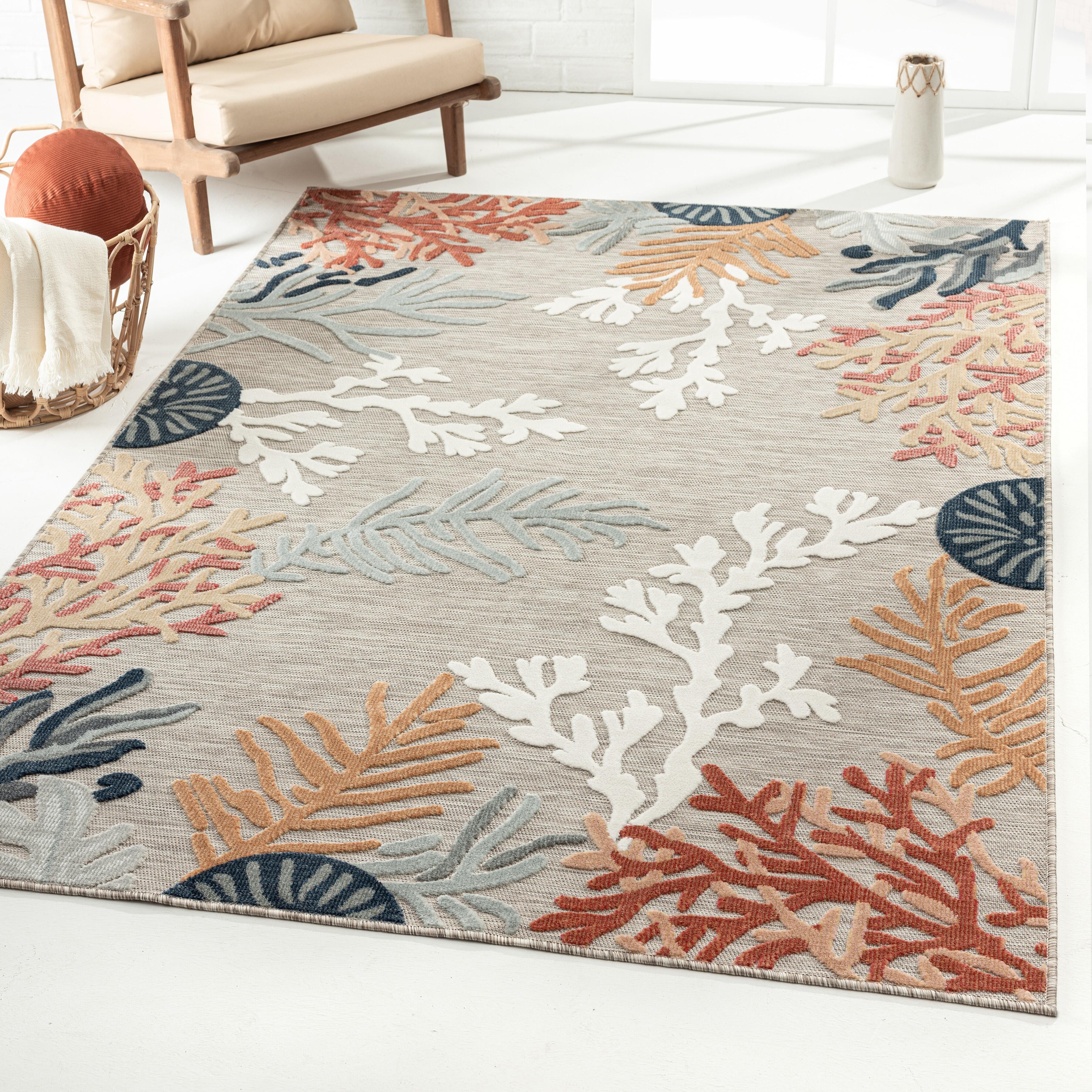 Marina 8' x 10' Indoor/Outdoor Area Rug, Multi Brown, large