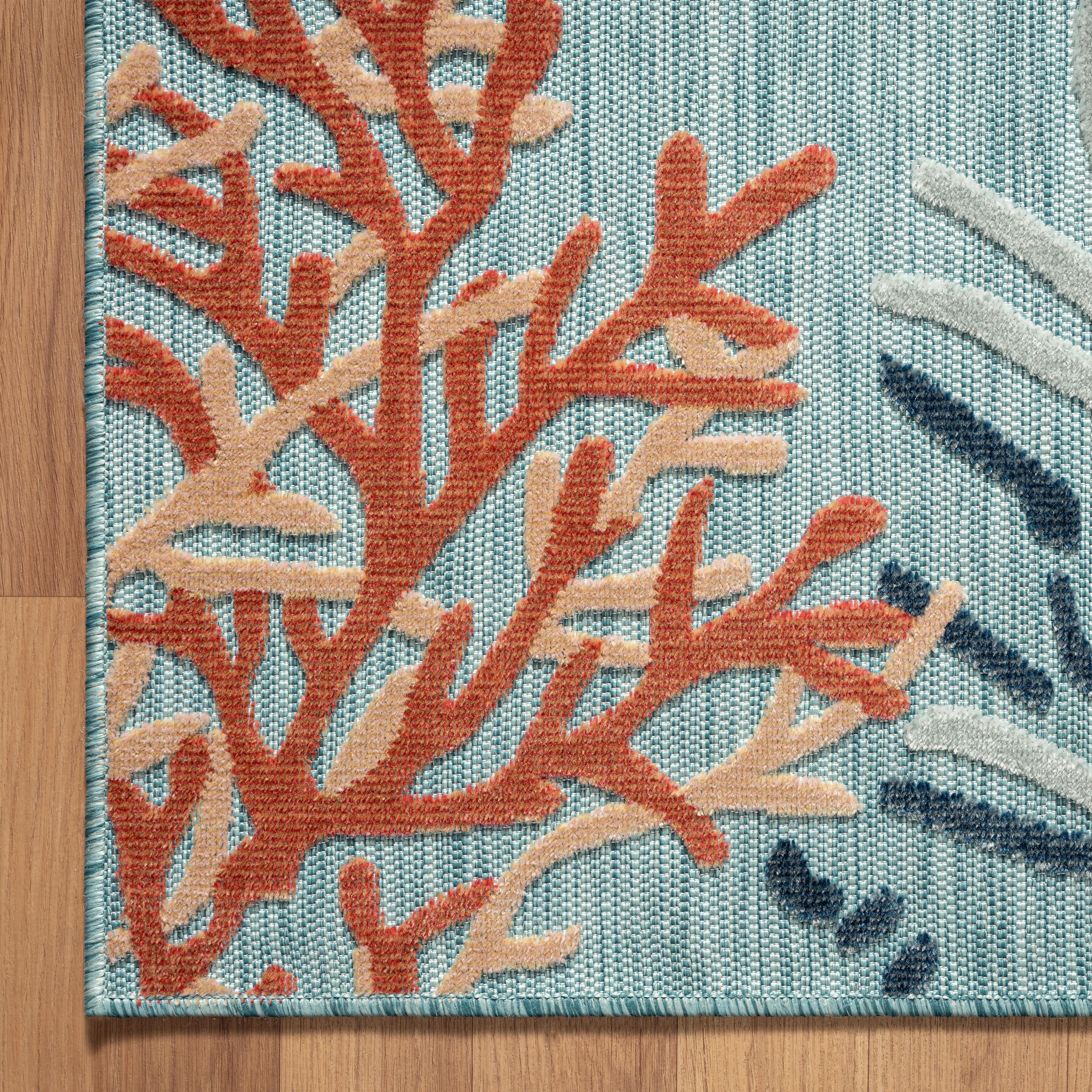 Marina 5' x 7' Indoor/Outdoor Area Rug, Multi Blue, large