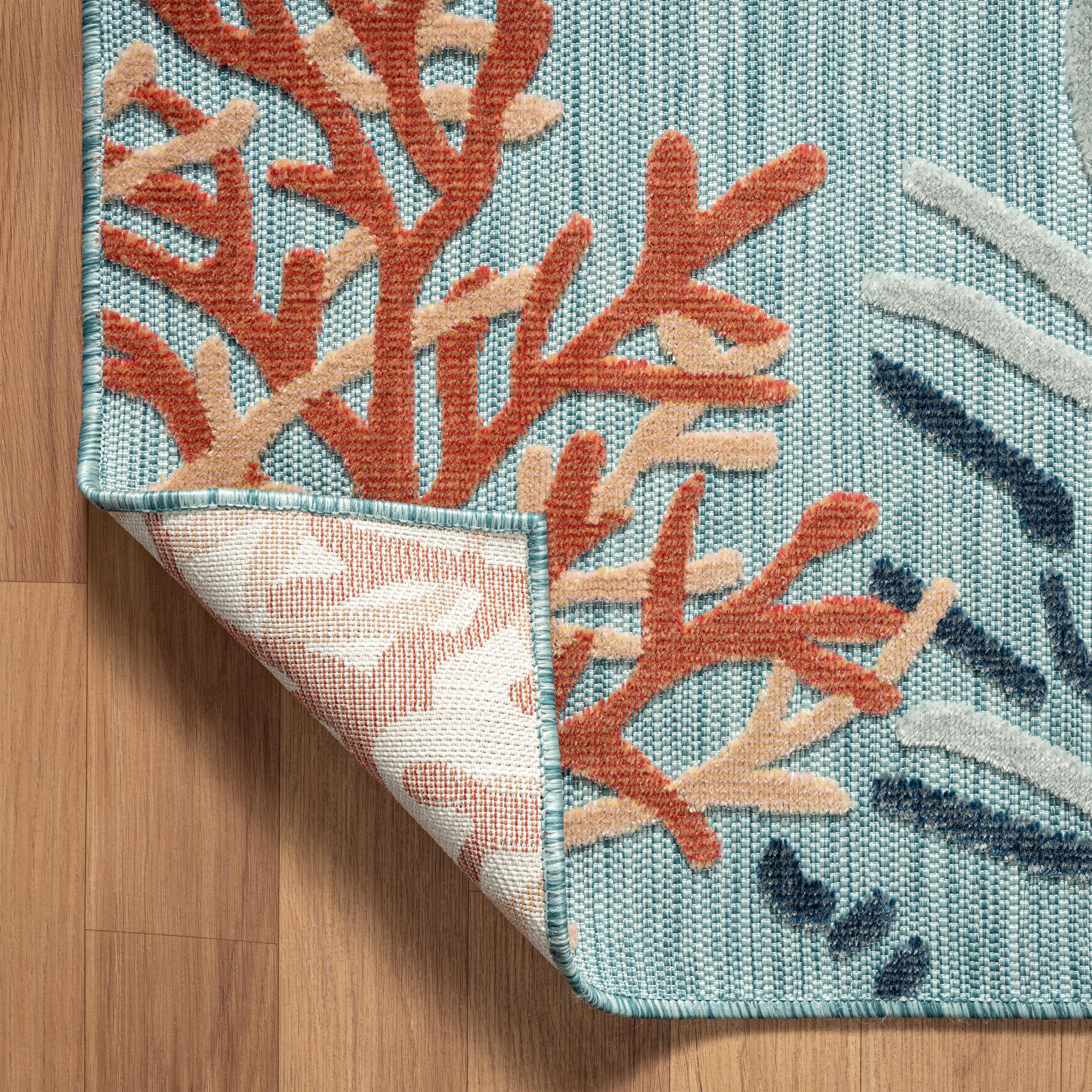 Marina 5' x 7' Indoor/Outdoor Area Rug, Multi Blue, large