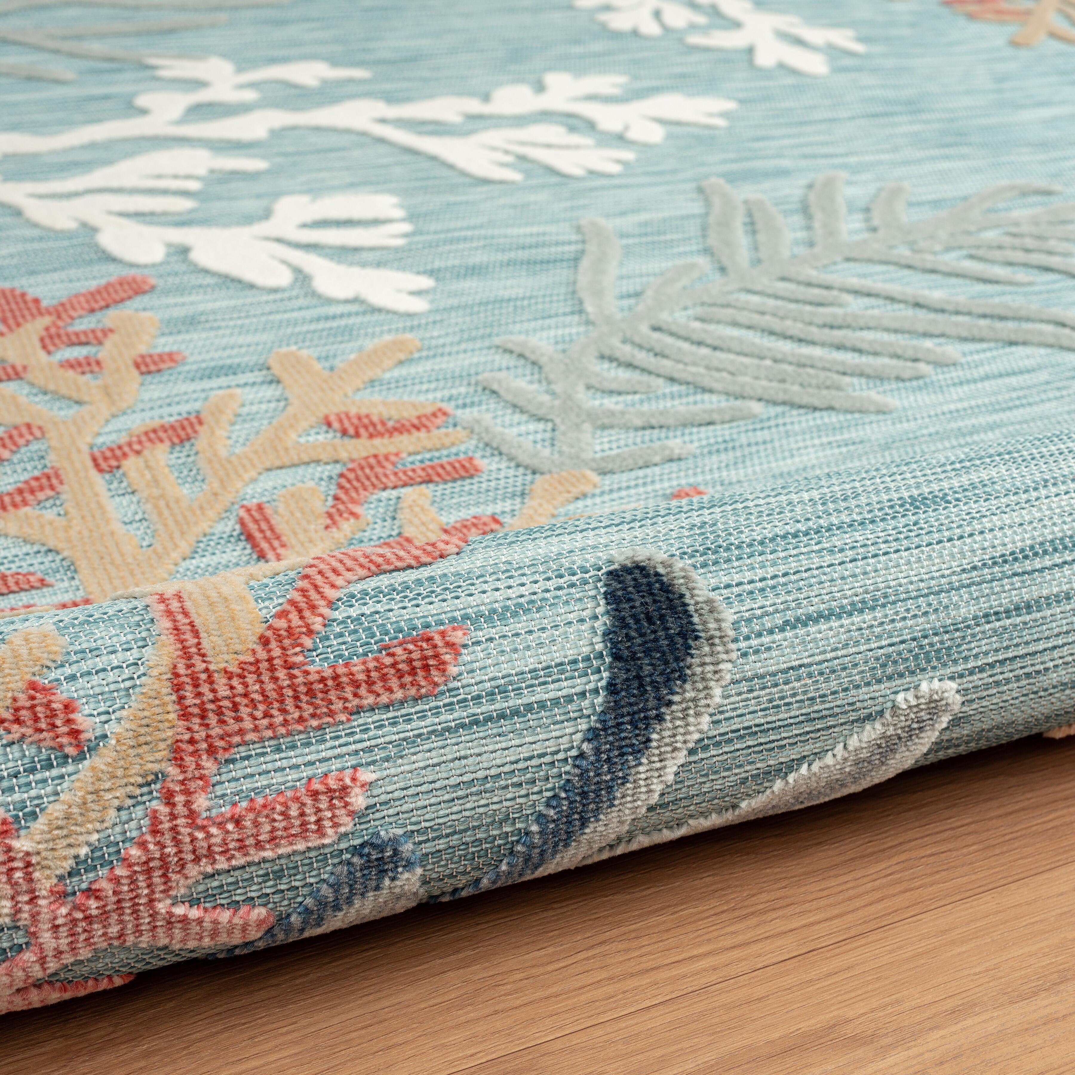 Marina 5' x 7' Indoor/Outdoor Area Rug, Multi Blue, large