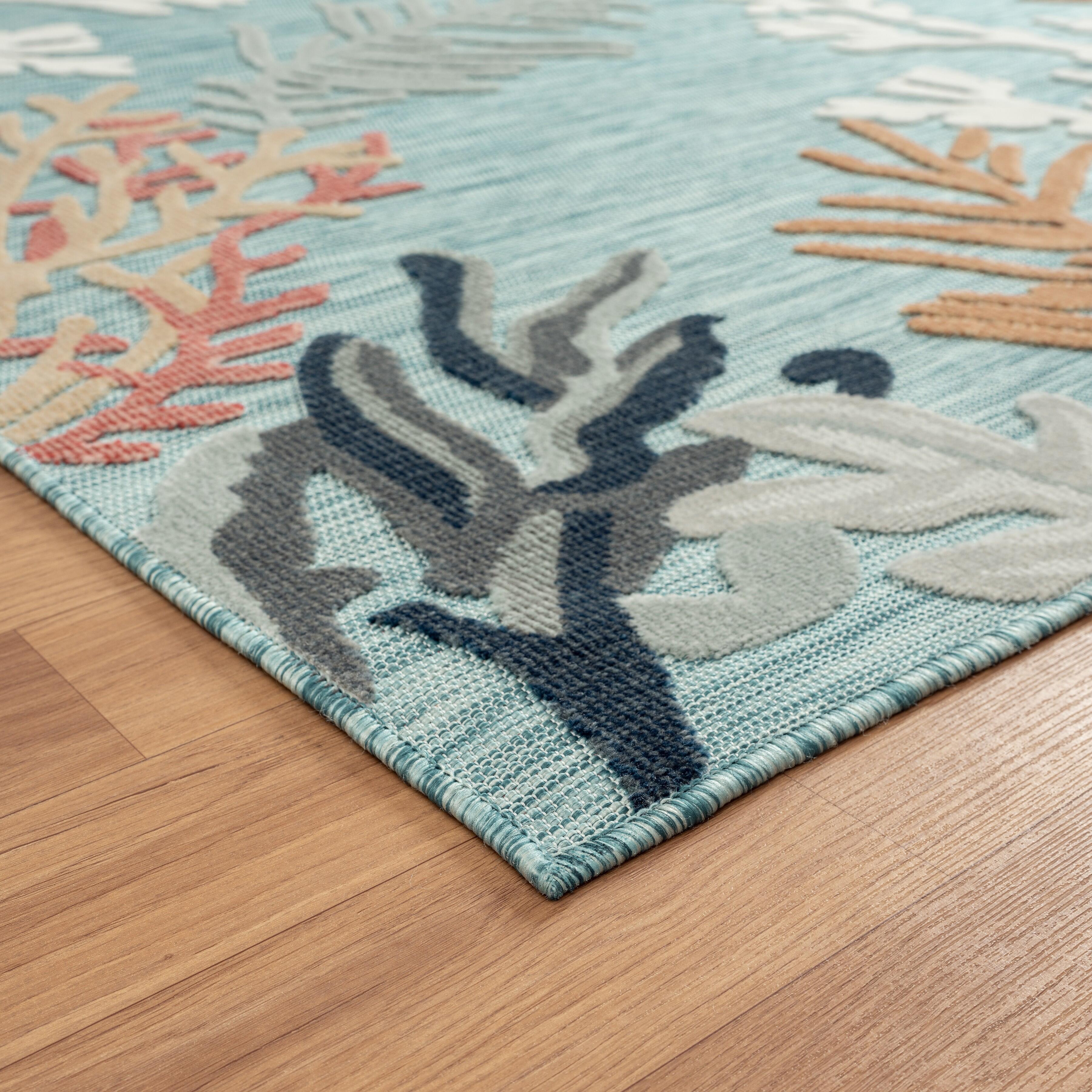 Marina 5' x 7' Indoor/Outdoor Area Rug, Multi Blue, large