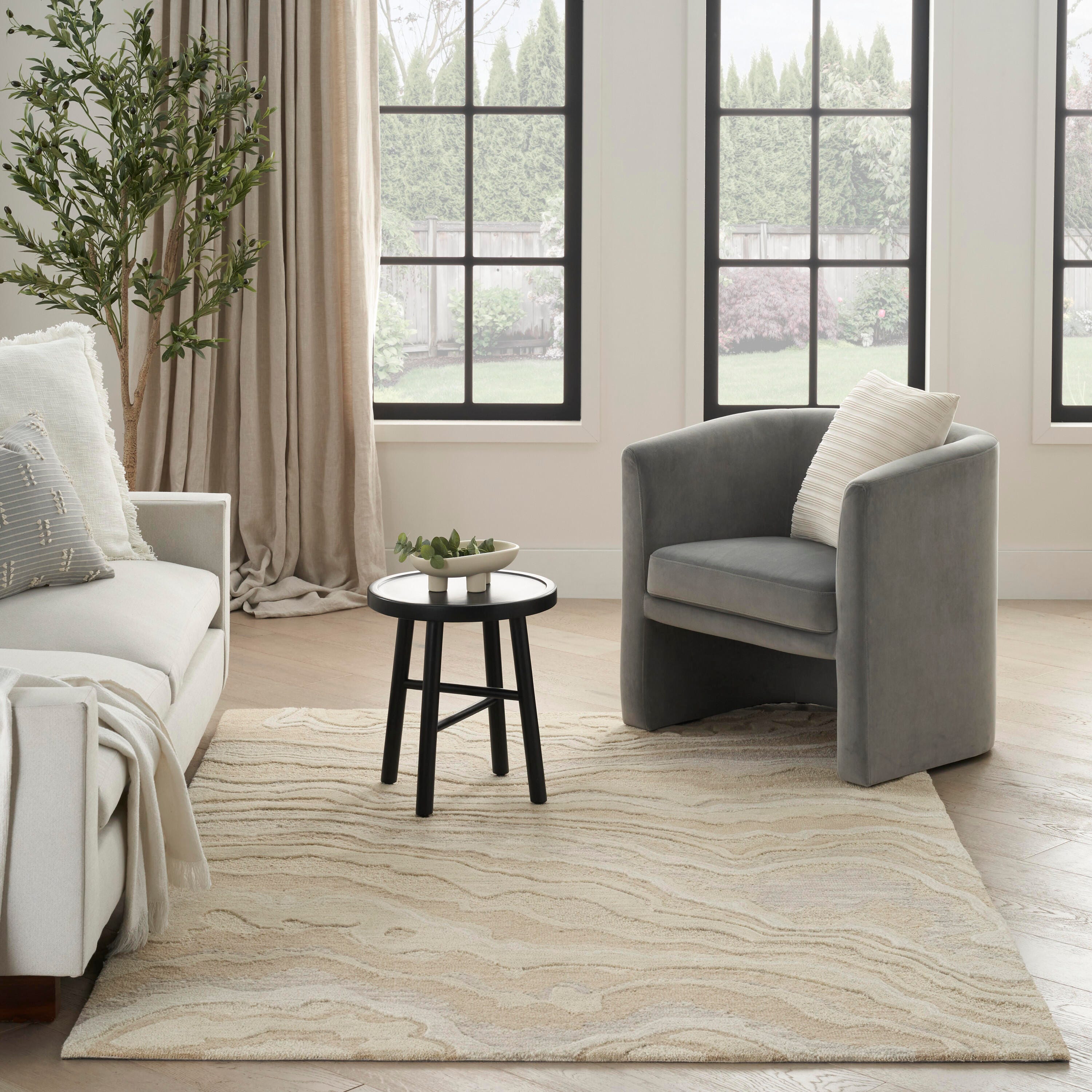 Nourison Home Graceful Area Rug 5' x 7', Beige, large