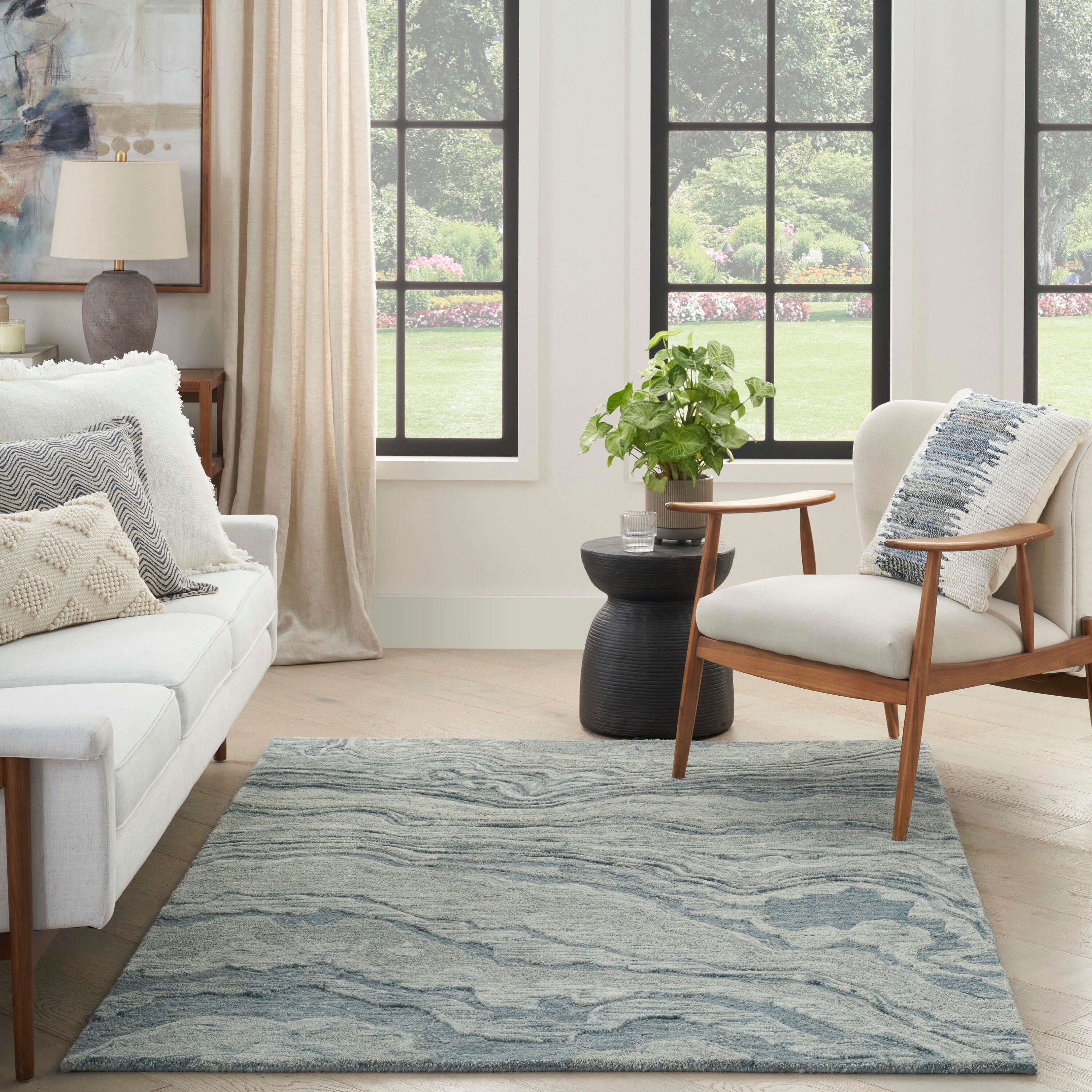 Nourison Home Graceful Area Rug 5' x 7', Blue, large