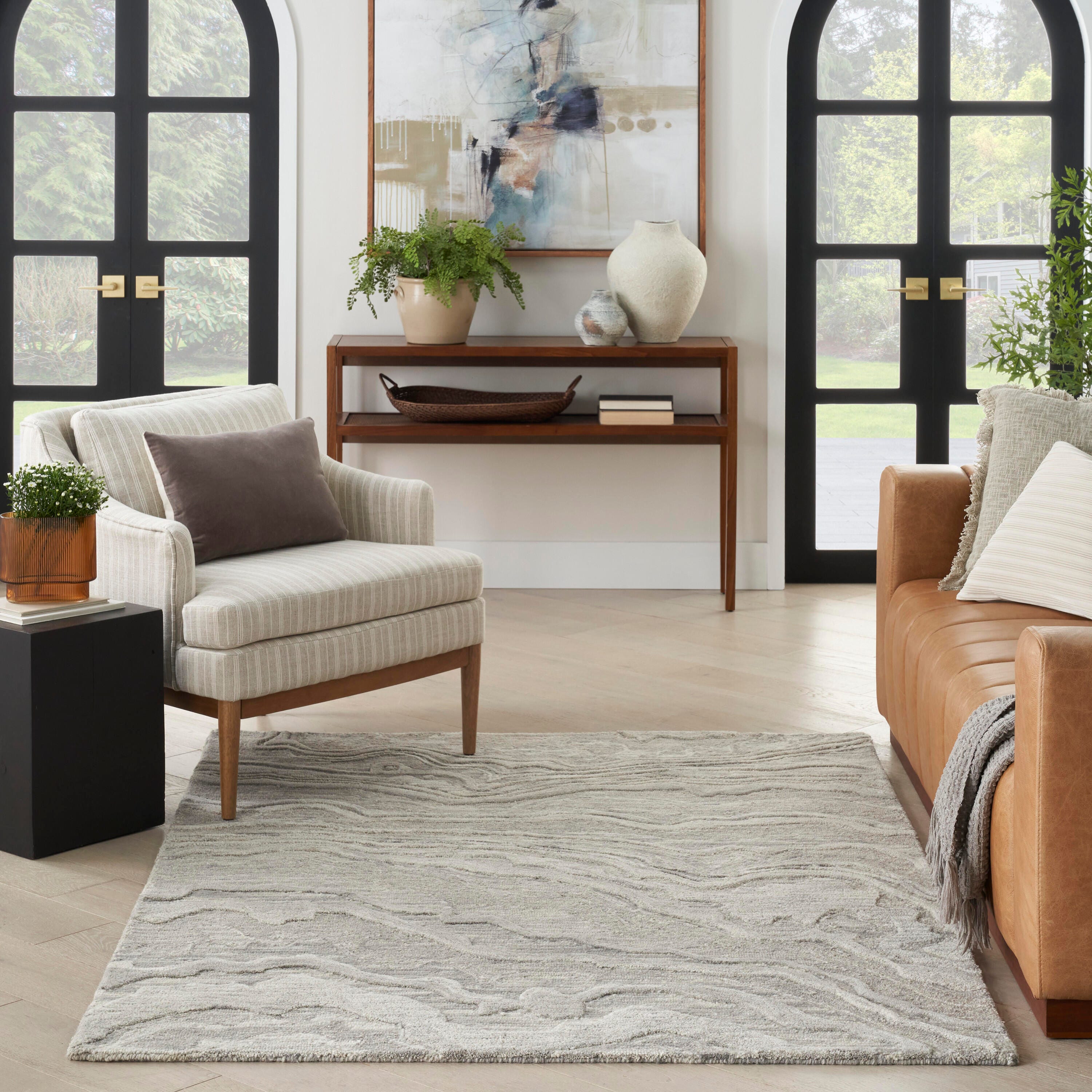 Nourison Home Graceful Area Rug 5' x 7', Gray, large