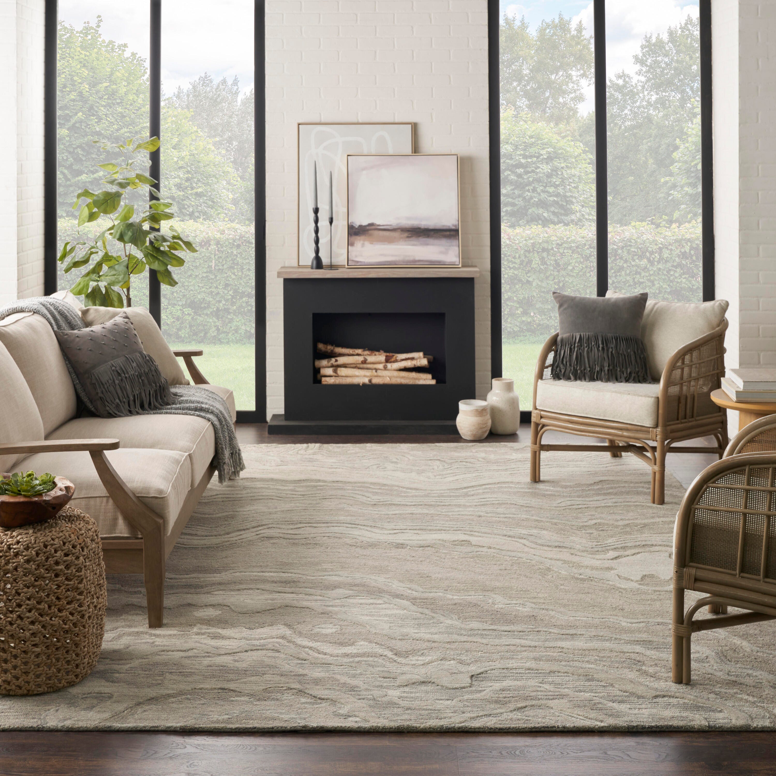 Nourison Home Graceful Area Rug 9' x 12', Gray, large