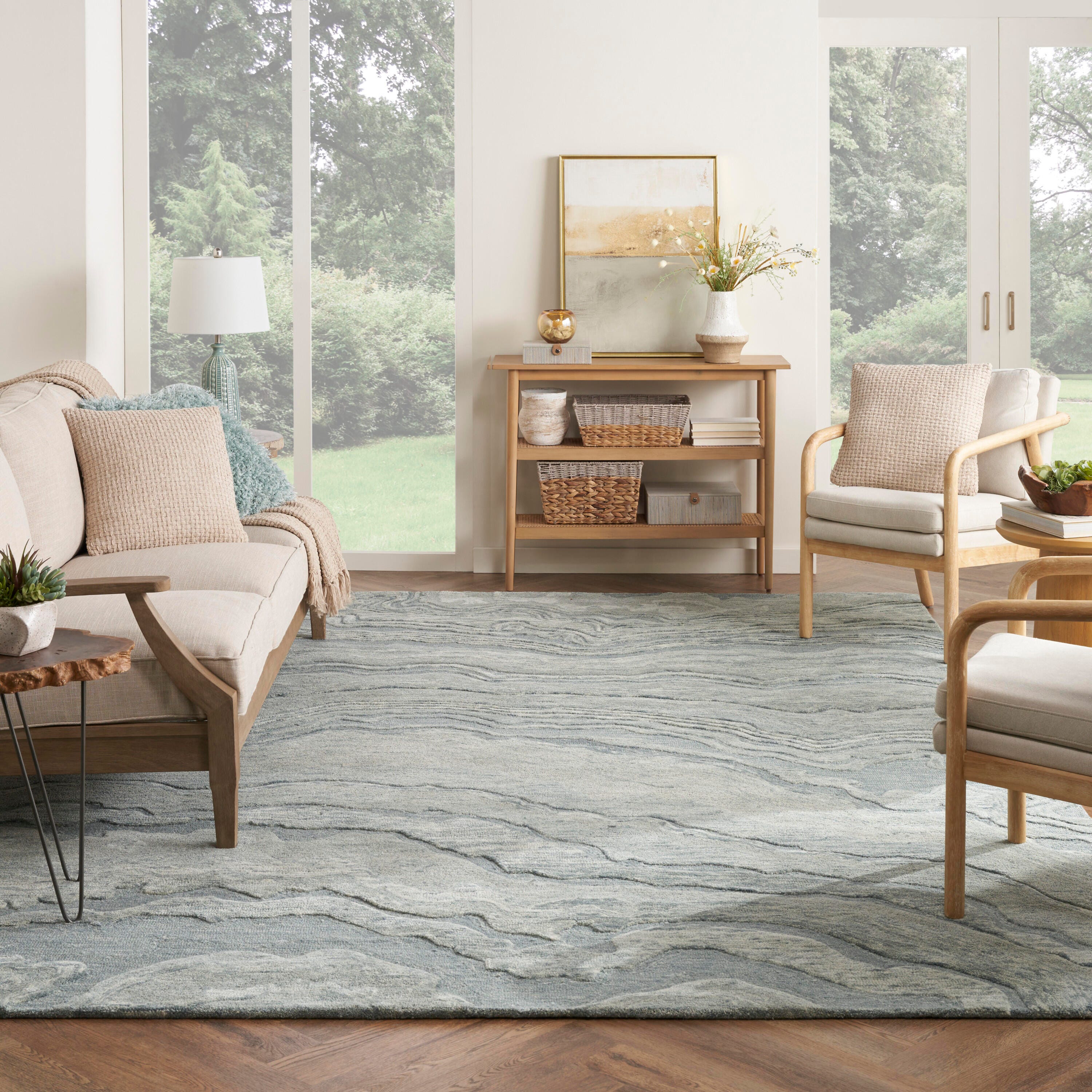 Nourison Home Graceful Area Rug 9' x 12', Blue, large