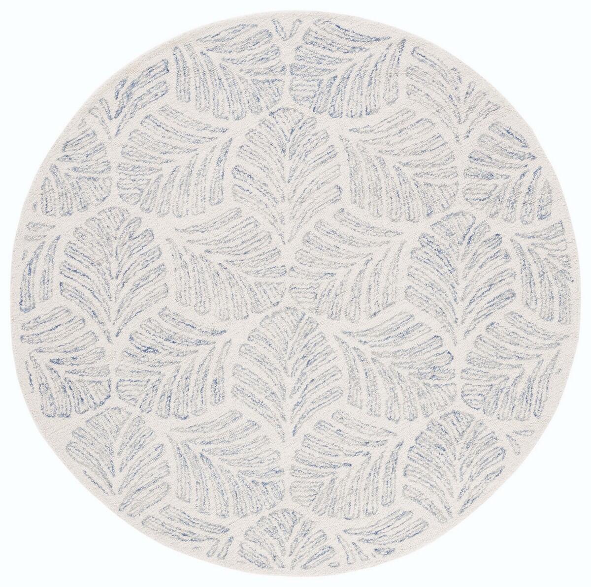 Safavieh Martha Stewart Collection Distressed  6' x 6' Round Area Rug, Ivory/Blue, large