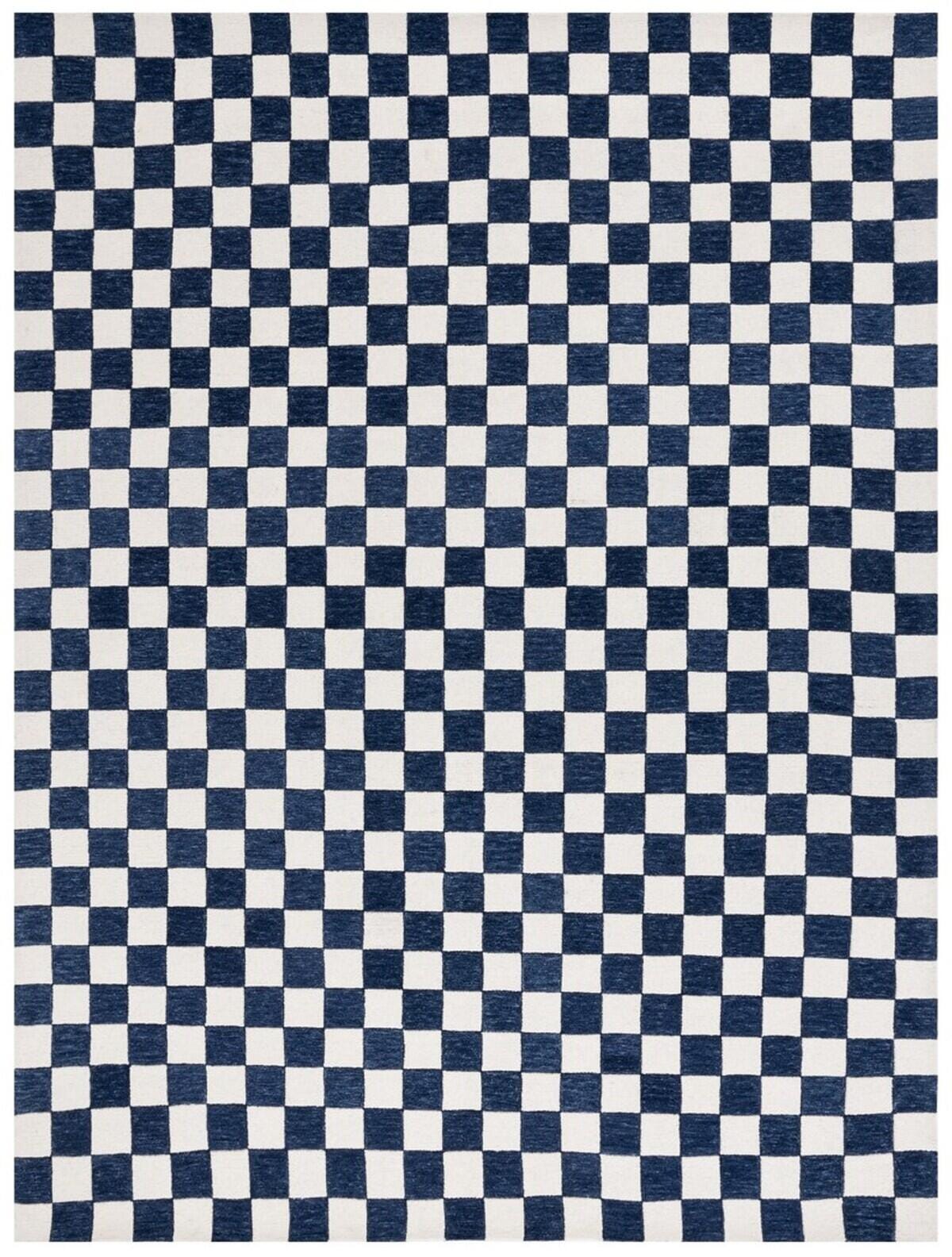 Safavieh Martha Stewart Collection Plaid  3' x 5' Area Rug, Navy/Ivory, large