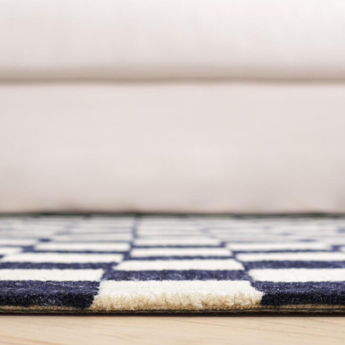 Safavieh Martha Stewart Collection Plaid  3' x 5' Area Rug, Navy/Ivory, large