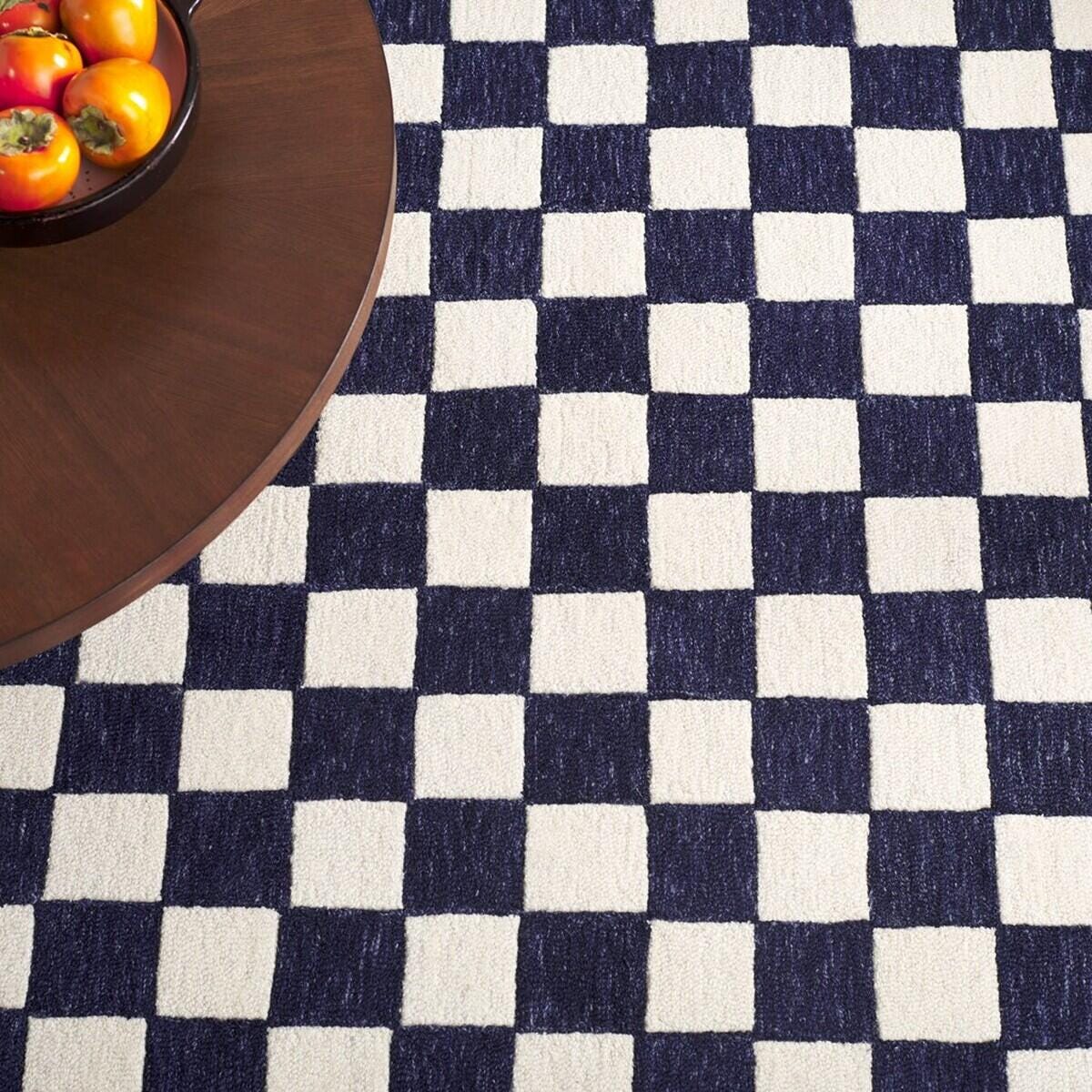 Safavieh Martha Stewart Collection Plaid  4' x 6' Area Rug, Navy/Ivory, large