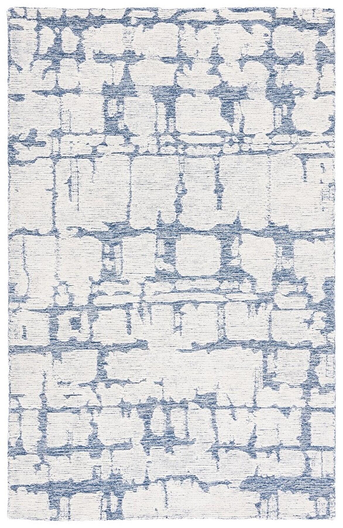 Safavieh Martha Stewart Collection Sculptural  4' x 6' Area Rug, Blue/Ivory, large