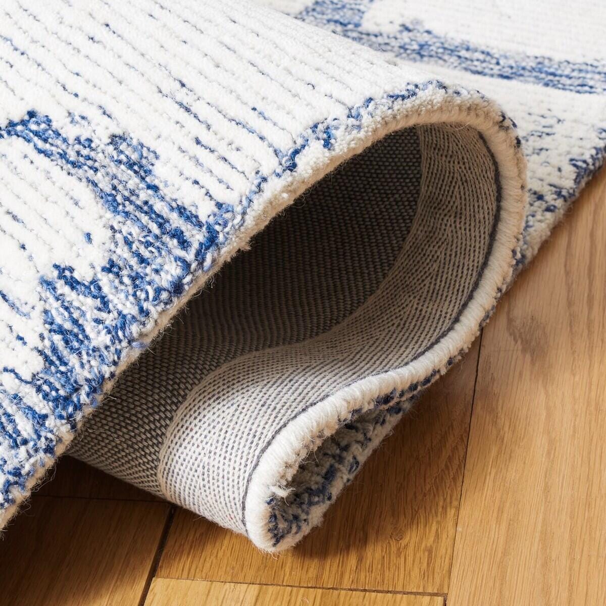 Safavieh Martha Stewart Collection Sculptural  2'x 8' Runner Rug, Blue/Ivory, large