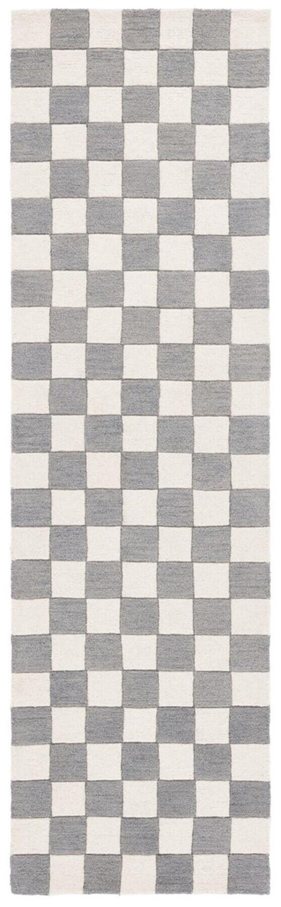 Safavieh Martha Stewart Collection Plaid  2'x 8' Runner Rug, Gray/Ivory, large