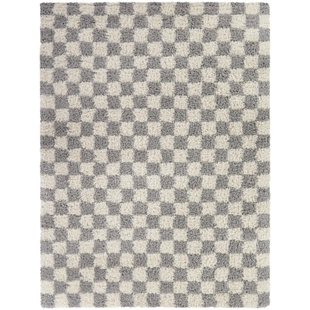 Mackie Checkered Shag 5' 3" x 7' Area Rug, Gray, large