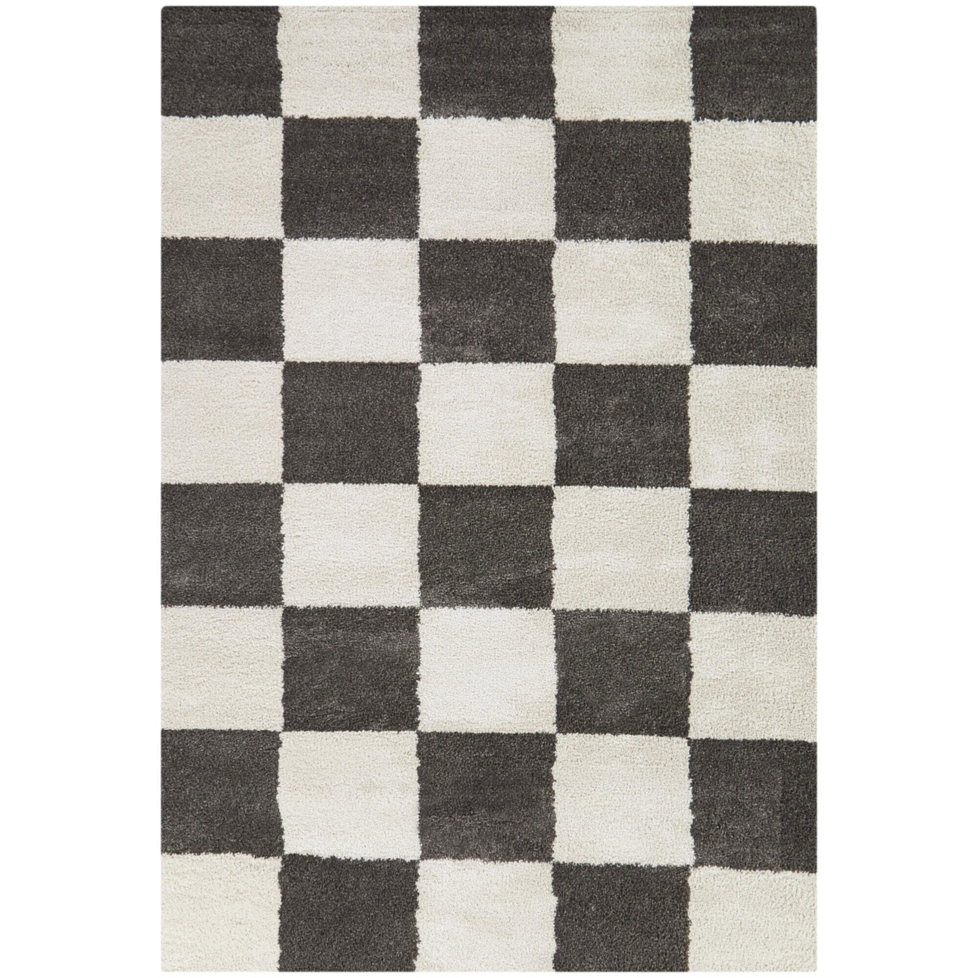 Reinhart Checkered 5' 3" x 7' Area Rug, Dark Gray, large