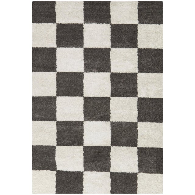 Reinhart Checkered 5' 3" x 7' Area Rug, Dark Gray