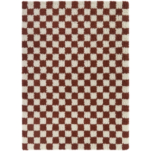 Mackie Checkered Shag 7' 10" x 10' Area Rug, Rust, large