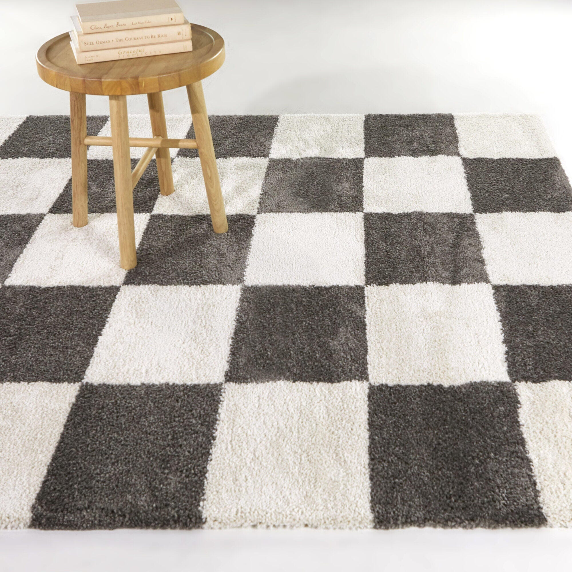 Reinhart Checkered 7' 10" x 10' Area Rug, Dark Gray, rollover