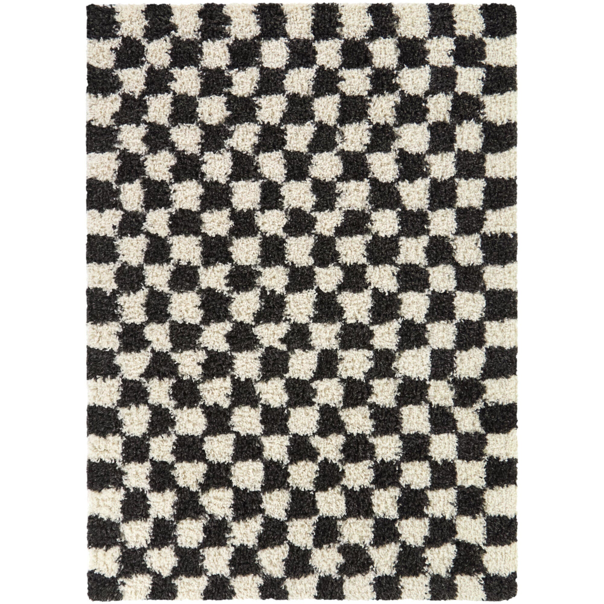 Mackie Checkered Shag 7' 10" x 10' Area Rug, Charcoal, large