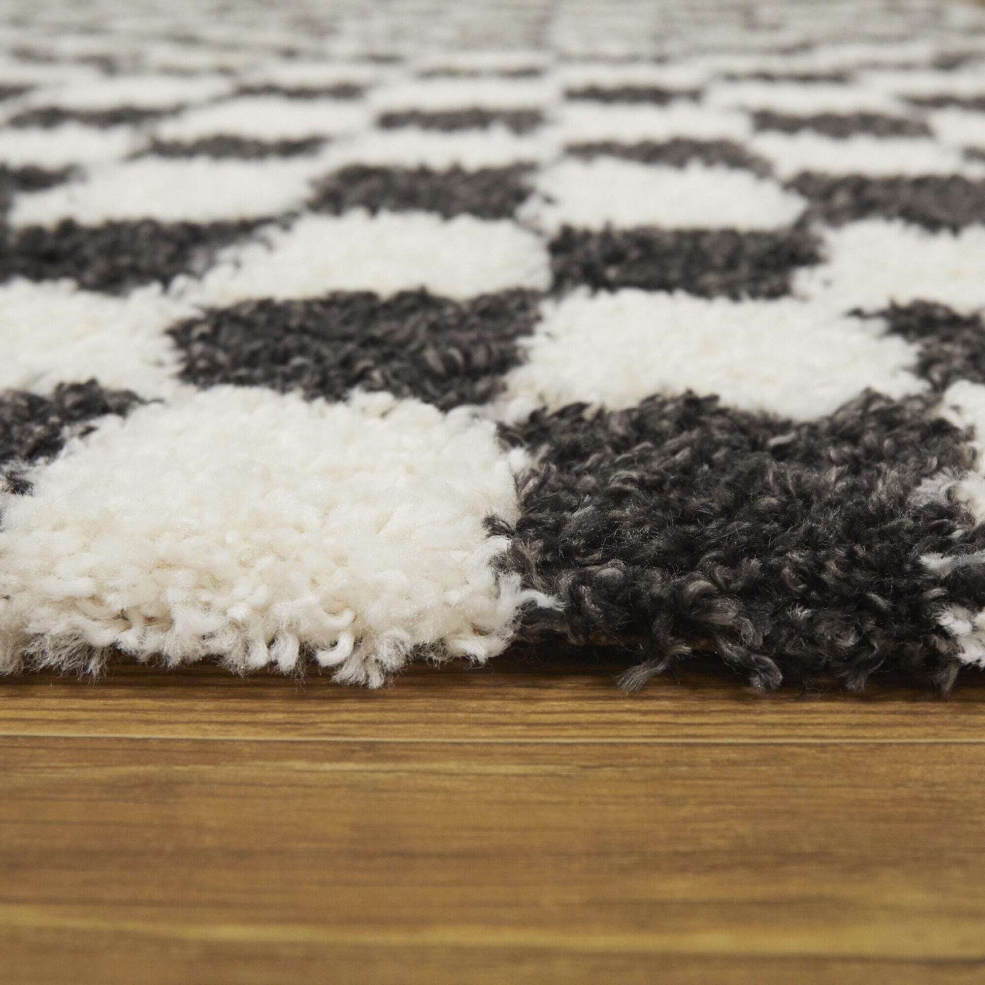 Mackie Checkered Shag 7' 10" x 10' Area Rug, Charcoal, large