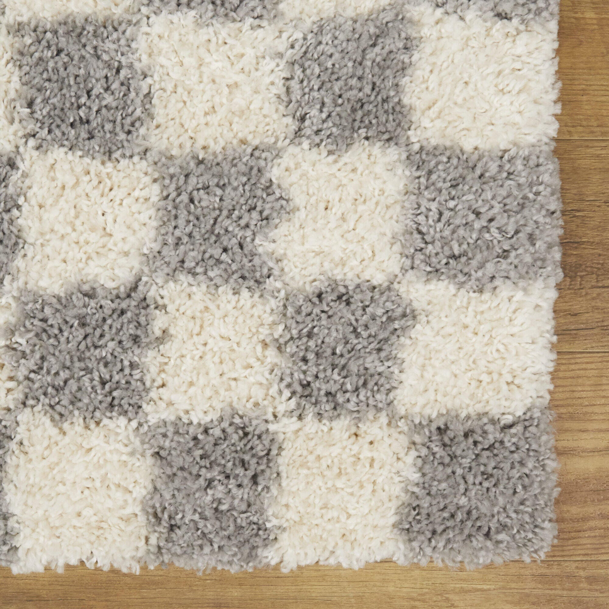 Mackie Checkered Shag 7' 10" x 10' Area Rug, Gray, large