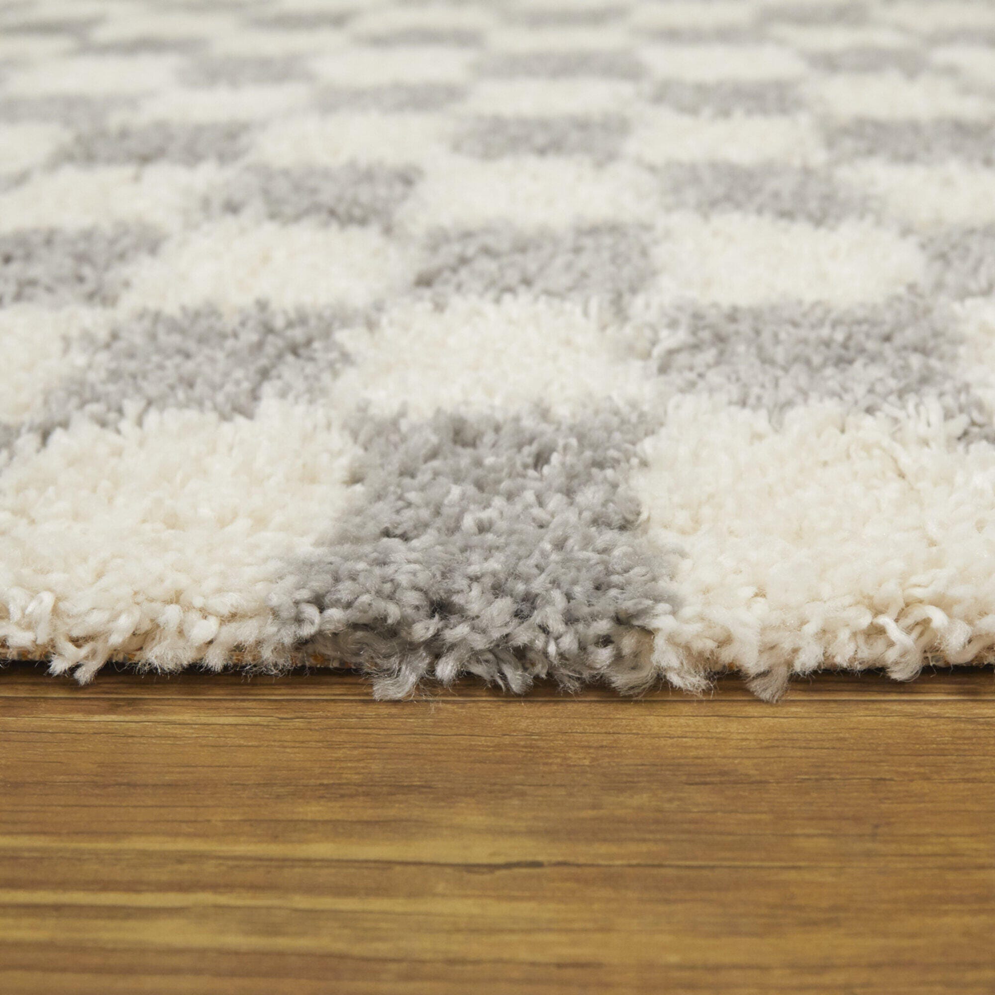 Mackie Checkered Shag 7' 10" x 10' Area Rug, Gray, large
