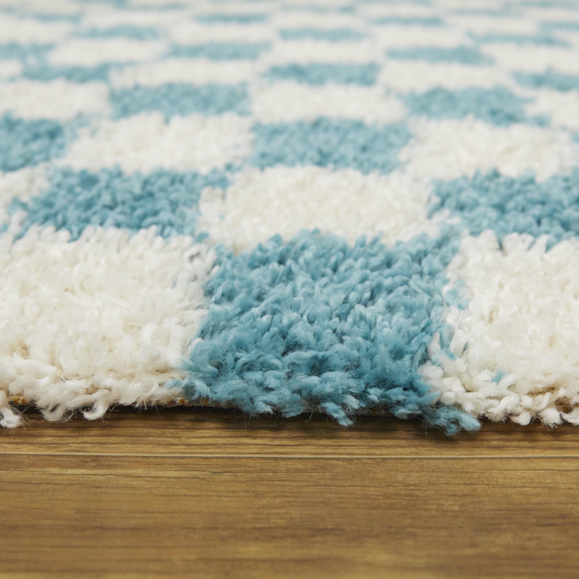 Mackie Checkered Shag 7' 10" x 10' Area Rug, Aqua, large