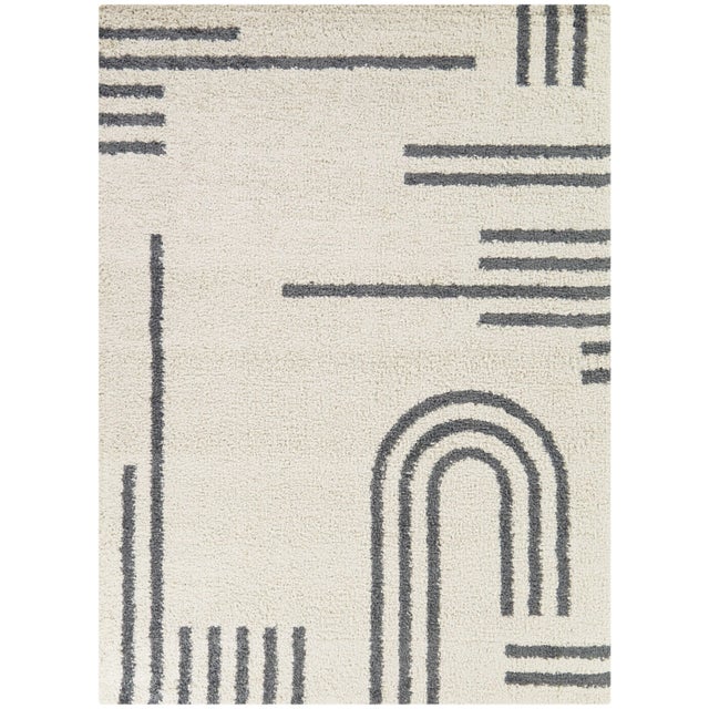 Erin Striped Shag 5' 3" x 7' Area Rug, Gray
